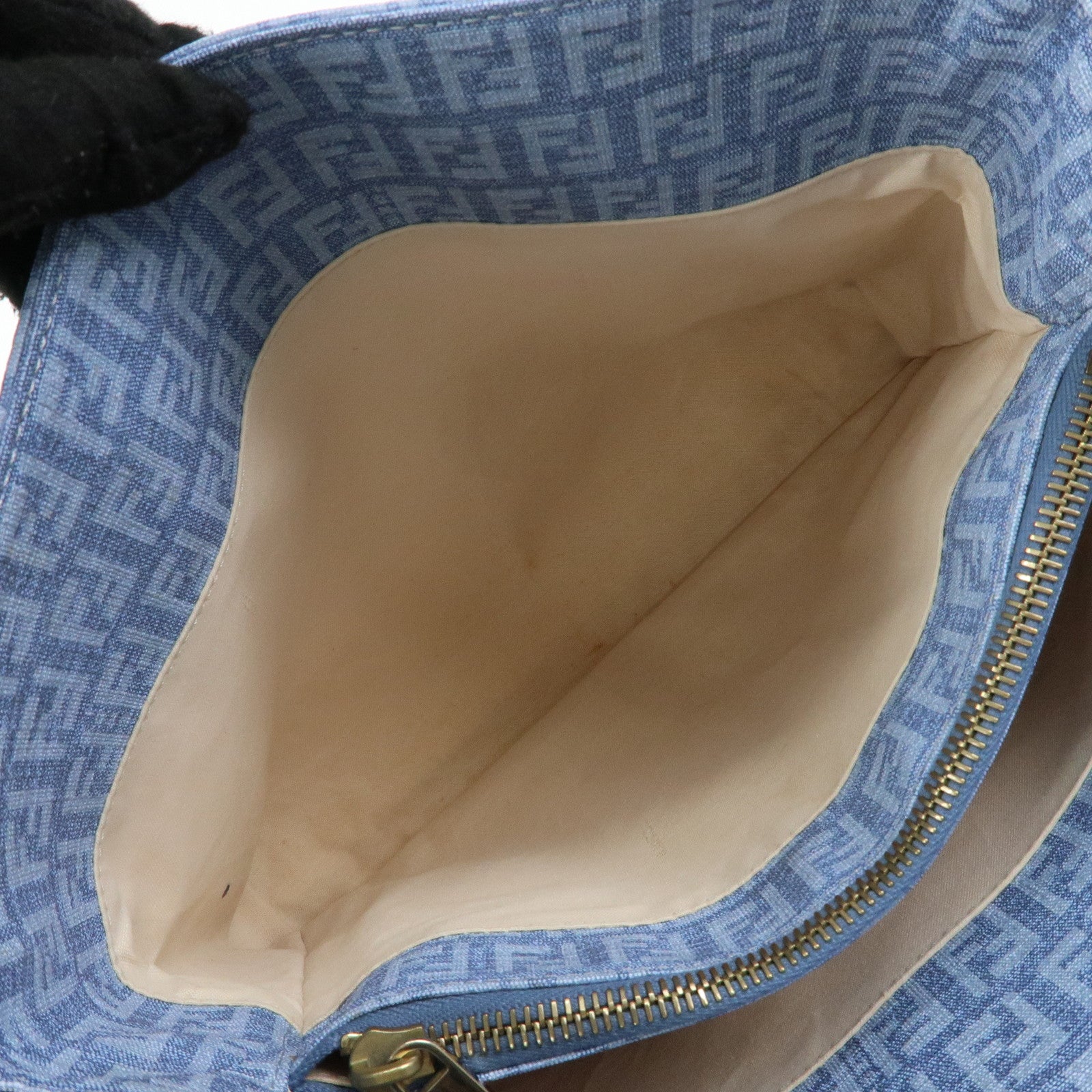 FENDI Logo Zucchino PVC Hand Bag Tote Bag Light Blue 8BH132