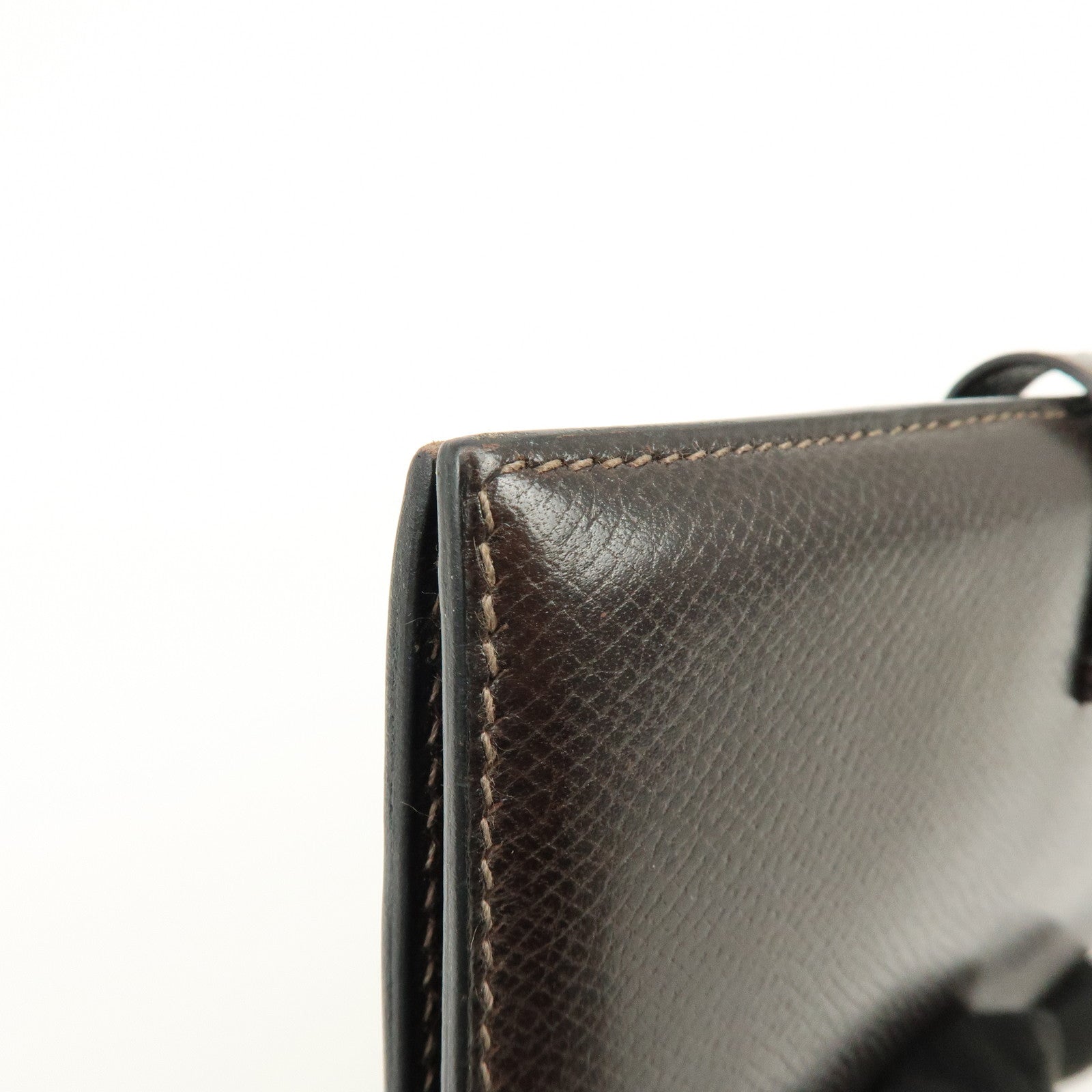 HERMES Béarn Classic Courchevel Long Wallet P Stamped Dark Brown