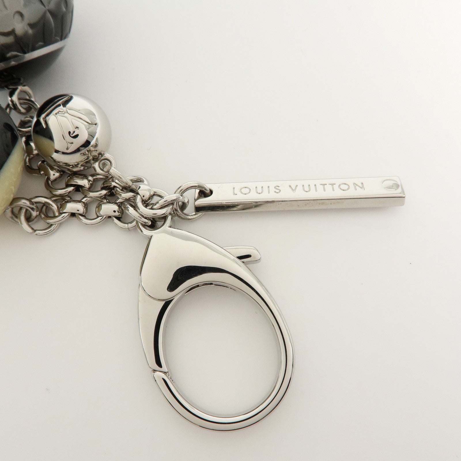 Louis Vuitton Metal Bag Charm Key Holder Black White M65701