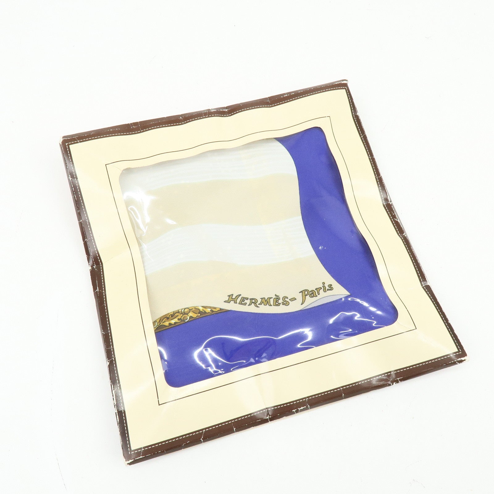 HERMES Carre 90 Silk 100% Scarf Souvenirs de Paris Blue Red
