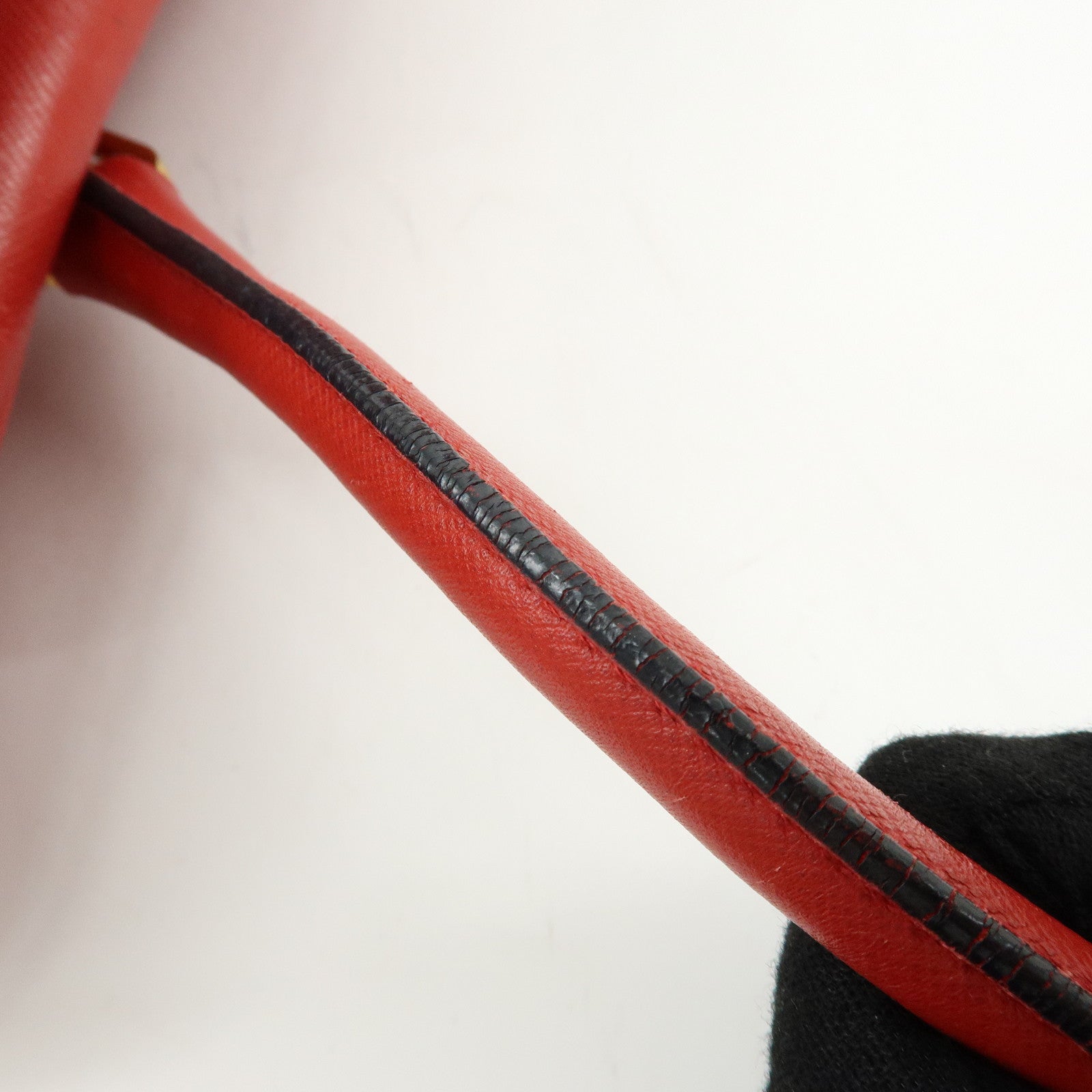 PRADA Triangle Logo Saffiano Leather Shoulder Bag Hand Bag Red