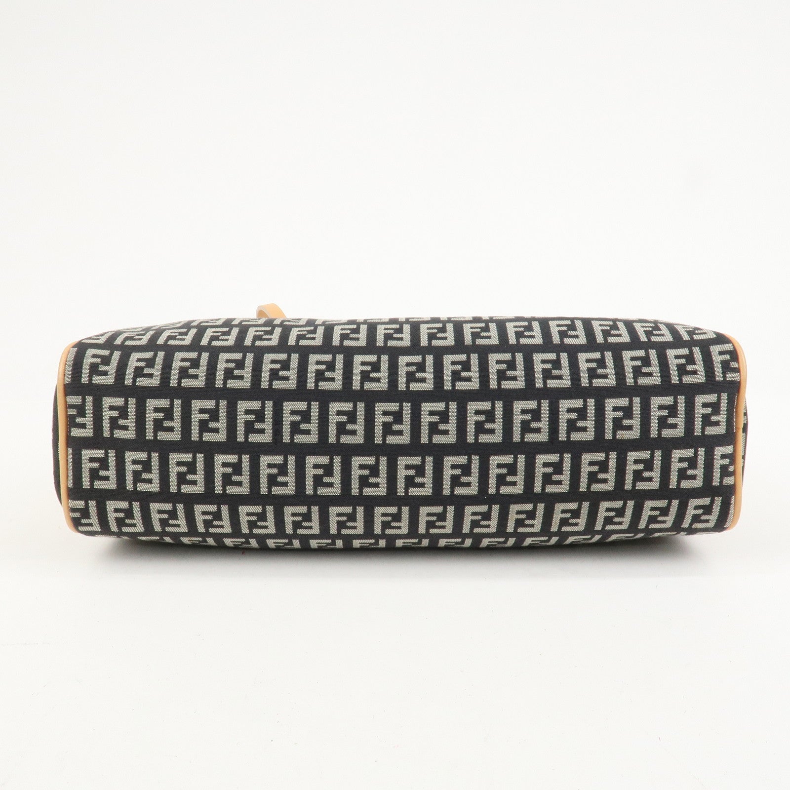 FENDI Zucchino Canvas Leather Mini Boston Bag Hand Bag Black 8BL007