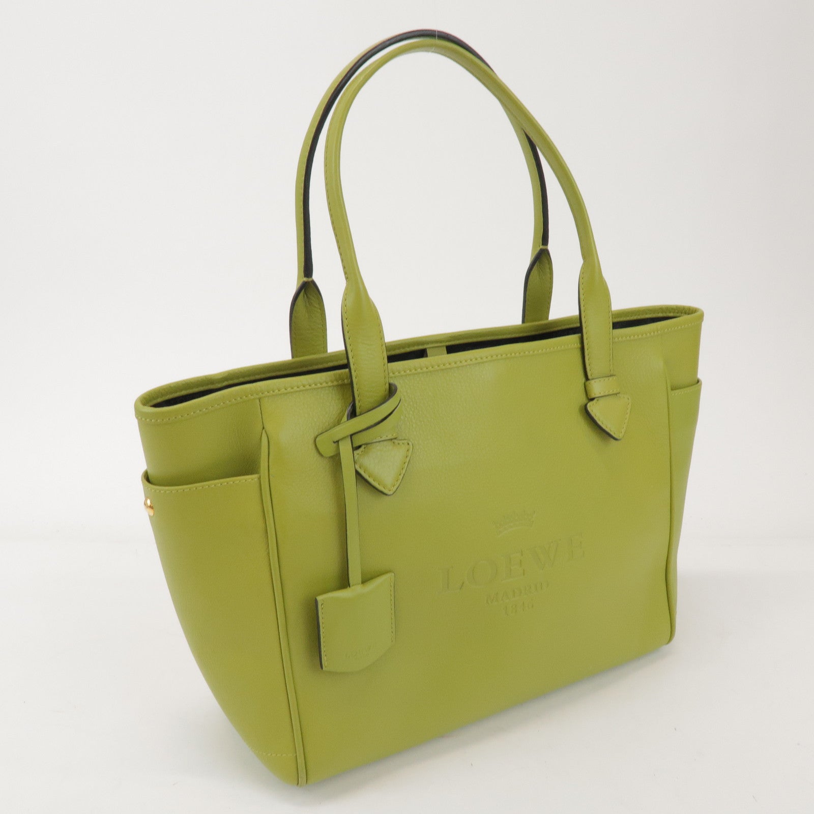LOEWE Heritage Calf Leather Tote Bag Shoulder Bag Light Green