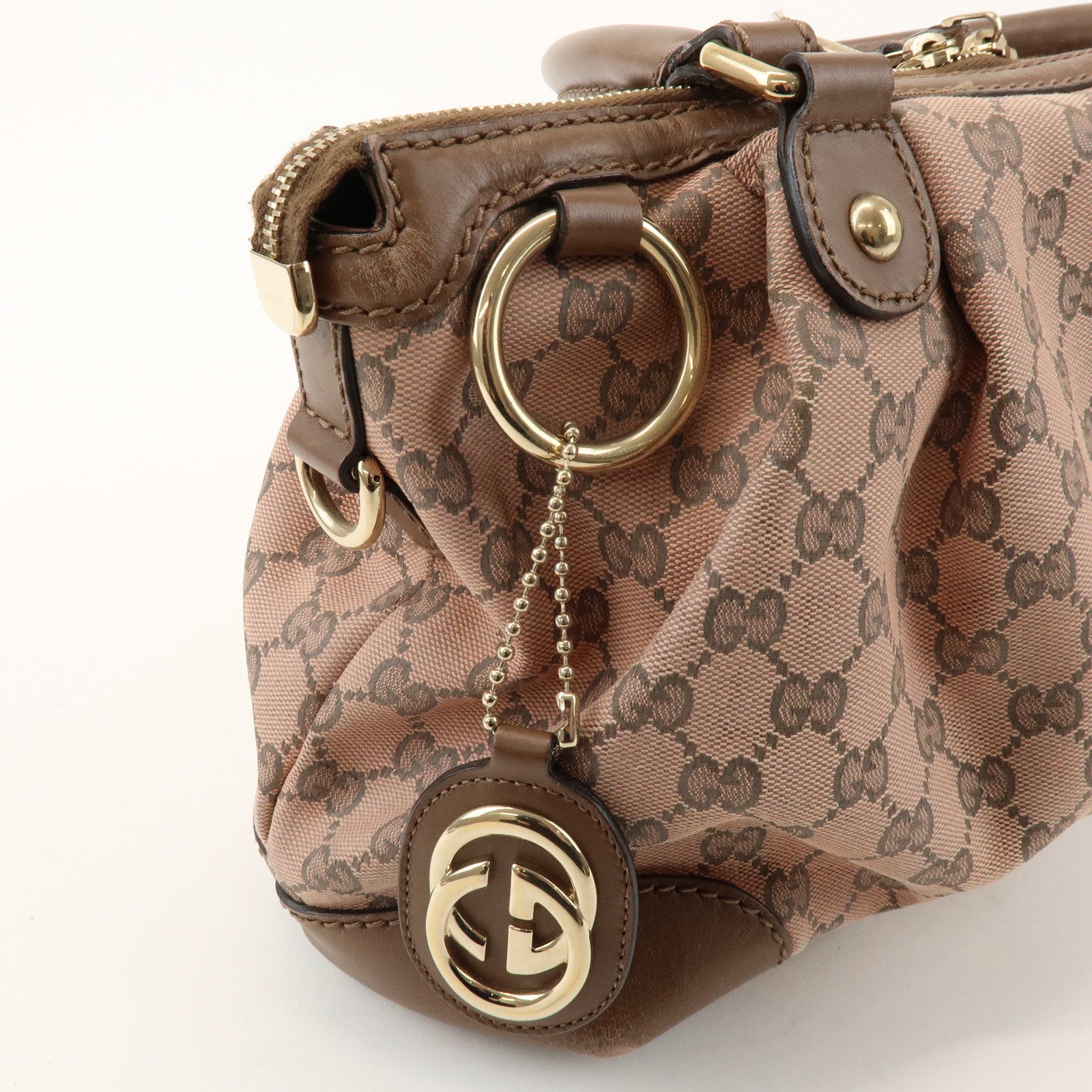 GUCCI Sukey Interlocking G GG Canvas Leather 2Way Bag Pink 247902