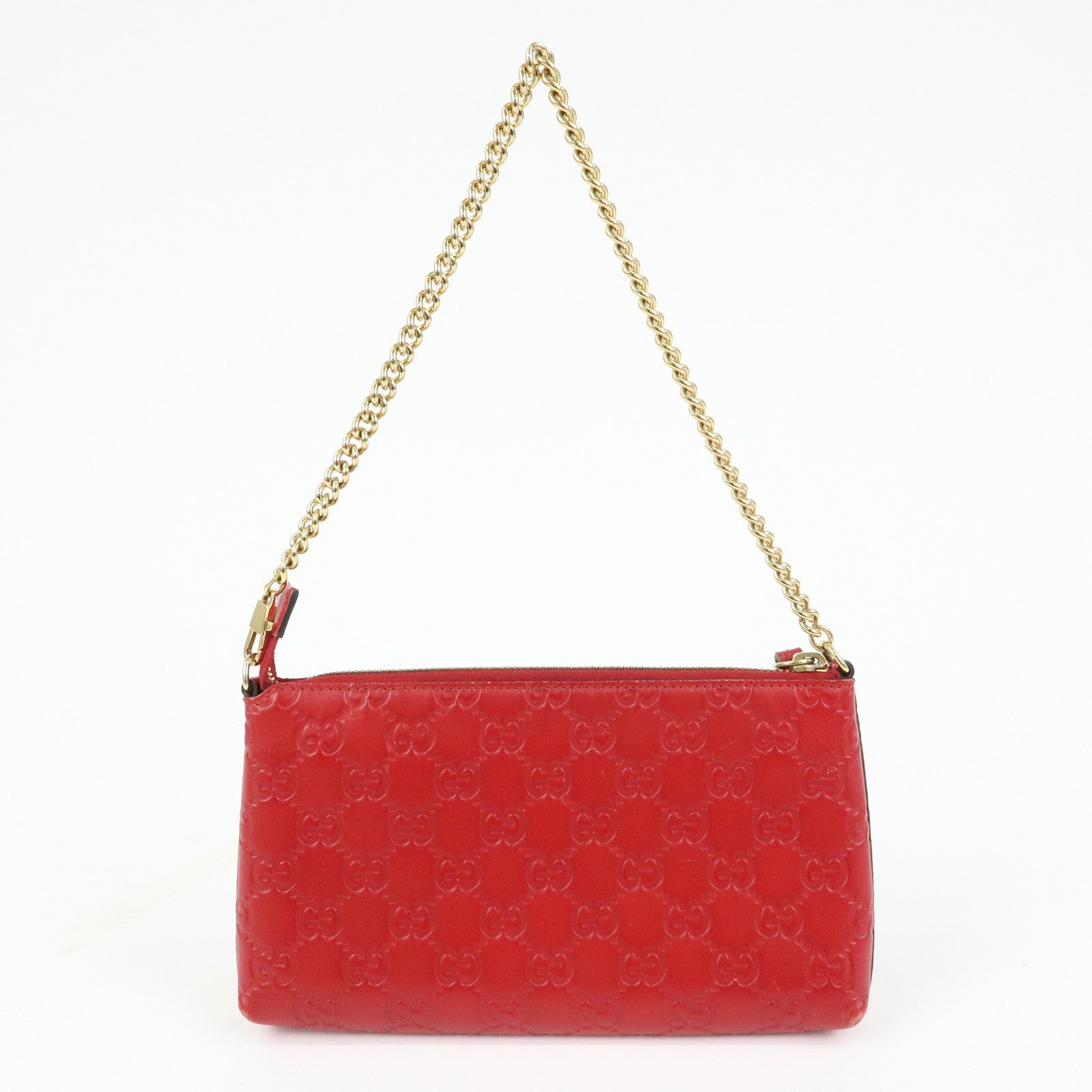 GUCCI Guccissima Leather Chain Shoulder Bag Wallet Red 428449