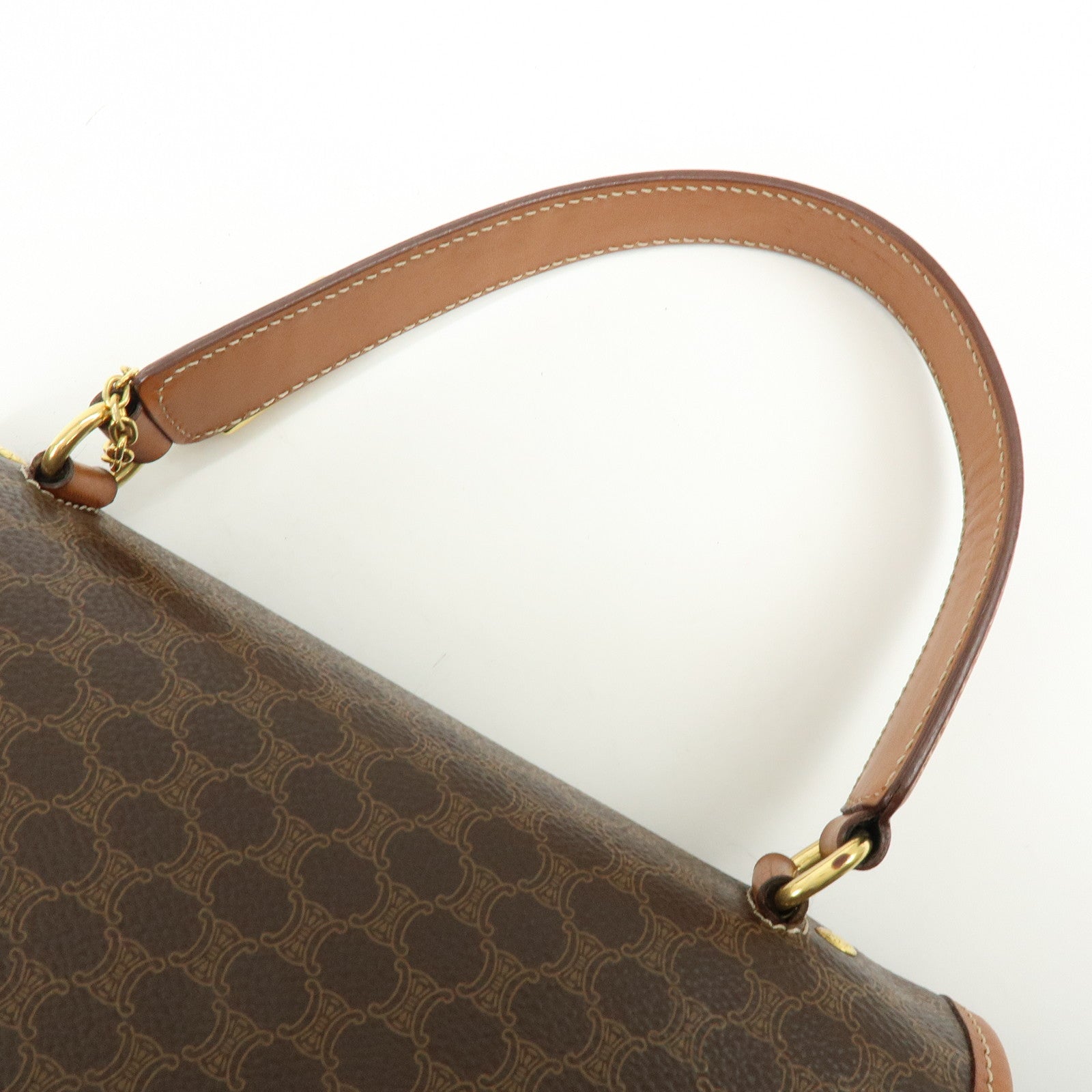 CELINE Macadam PVC Leather 2Way Shoulder Bag Hand Bag Brown