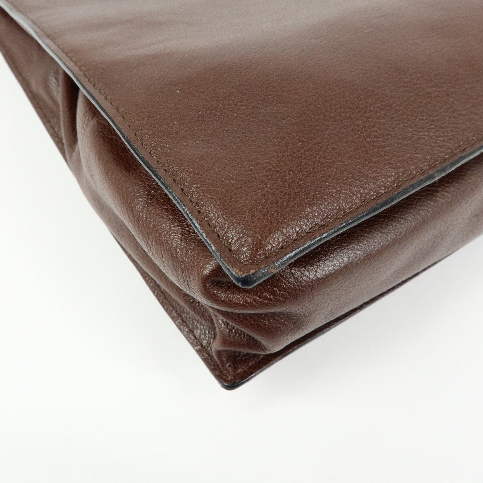 BOTTEGA VENETA Leather Square Hand Bag Brown