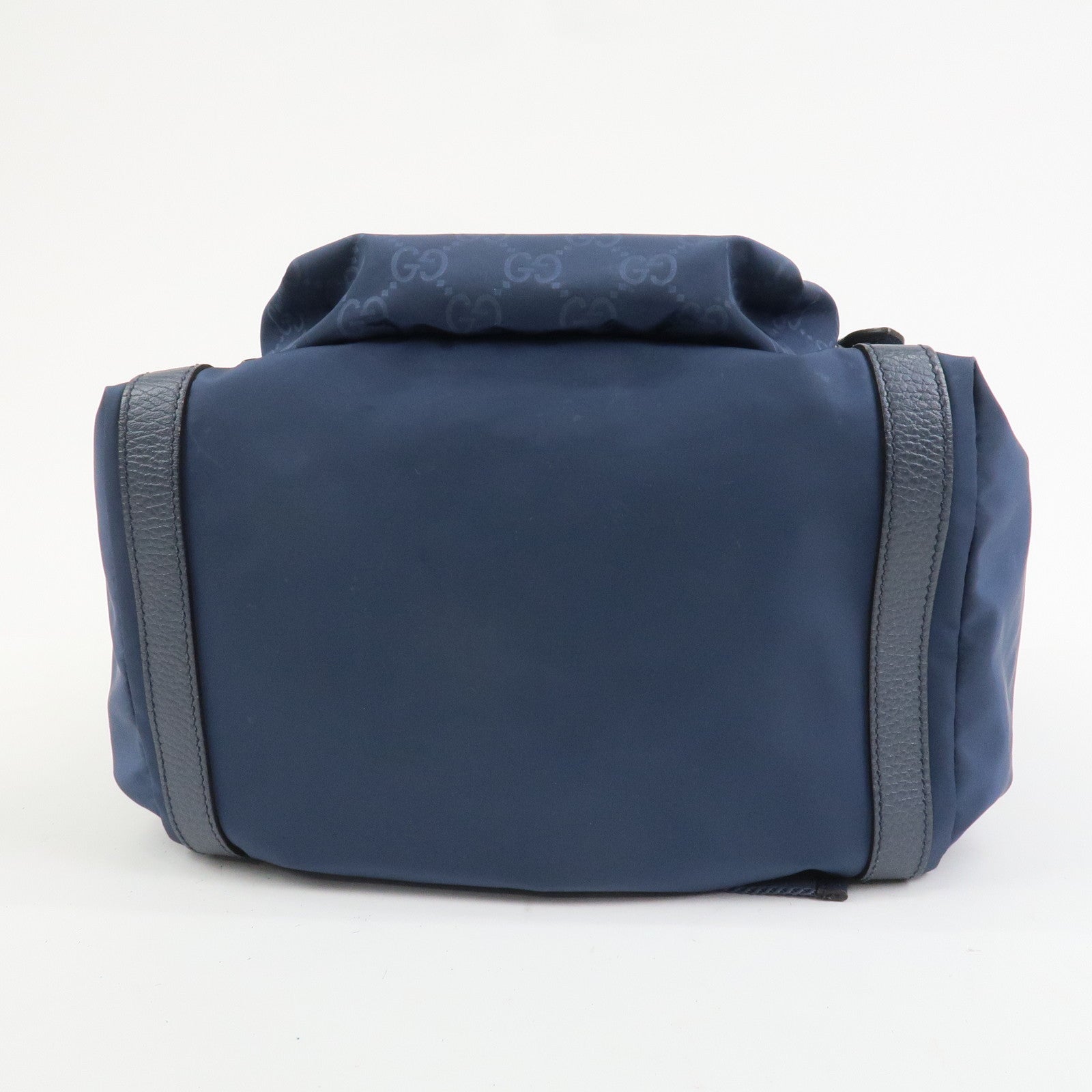 GUCCI GG Nylon Leather Backpack Rucksack Navy 387071
