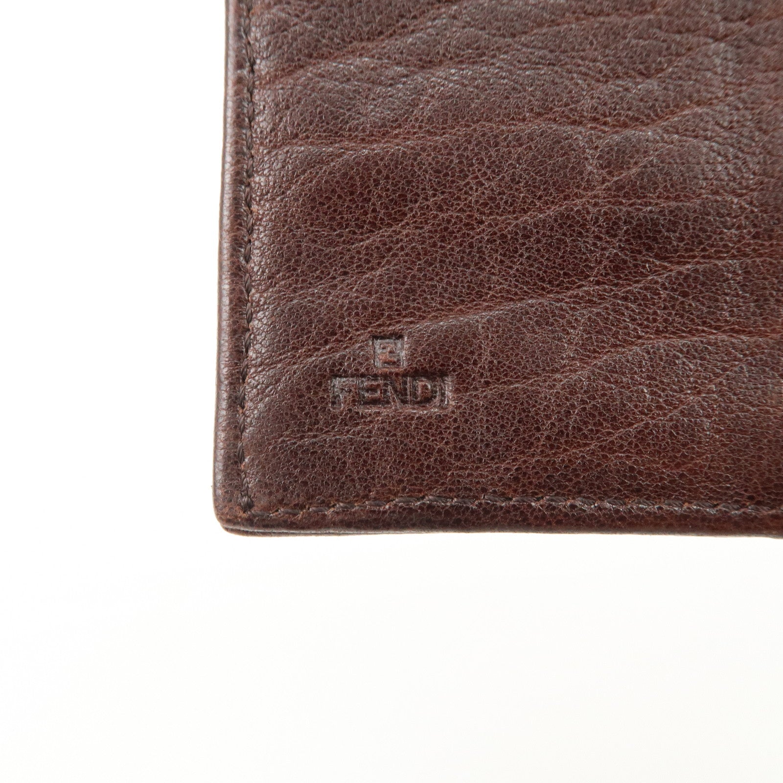 FENDI Zucca Leather Canvas W Hook Bi-fold Wallet  Dark Brown 8M0160 Used
