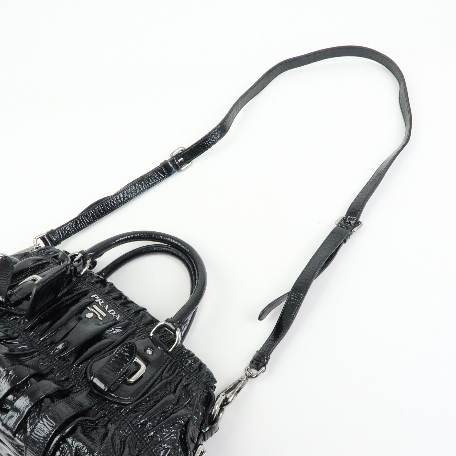 PRADA Patent Leather 2Way Bag Hand Bag Shoulder Bag Black