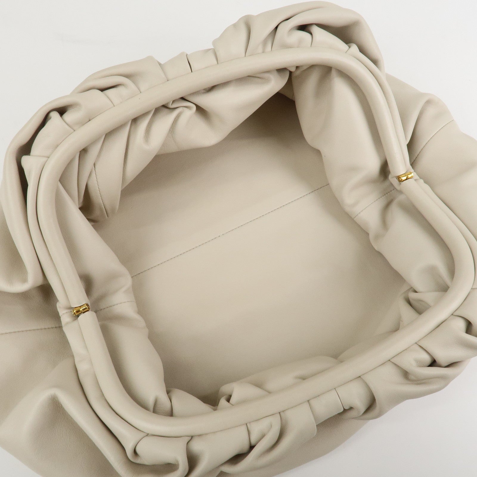 BOTTEGA VENETA Leather The Pouch Clutch Bag Hand Bag Ivory