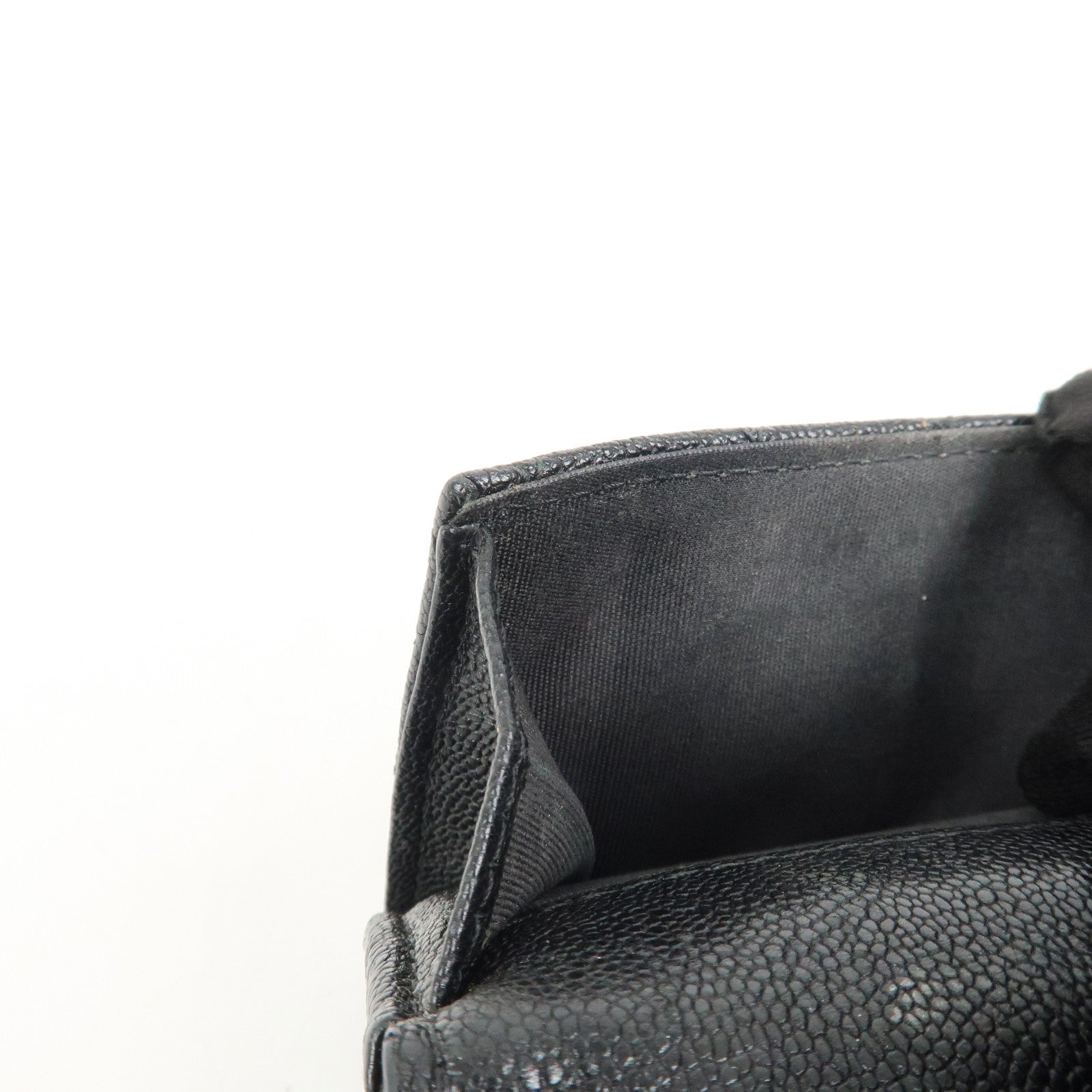 CHANEL Boy CHANEL Caviarskin Small Compact Wallet Black A84432