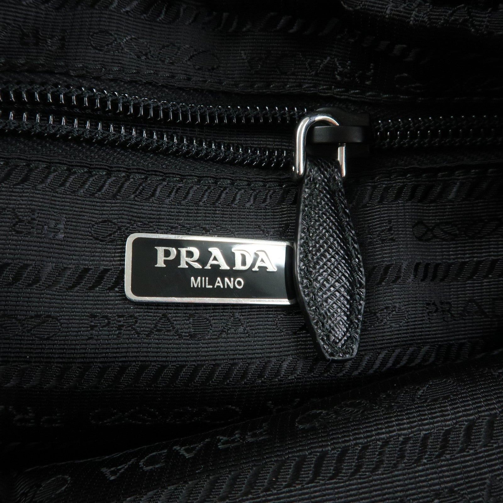 PRADA Triangle Logo Re-Nylon Saffiano Leather Cosmetic Pouch 1NE693