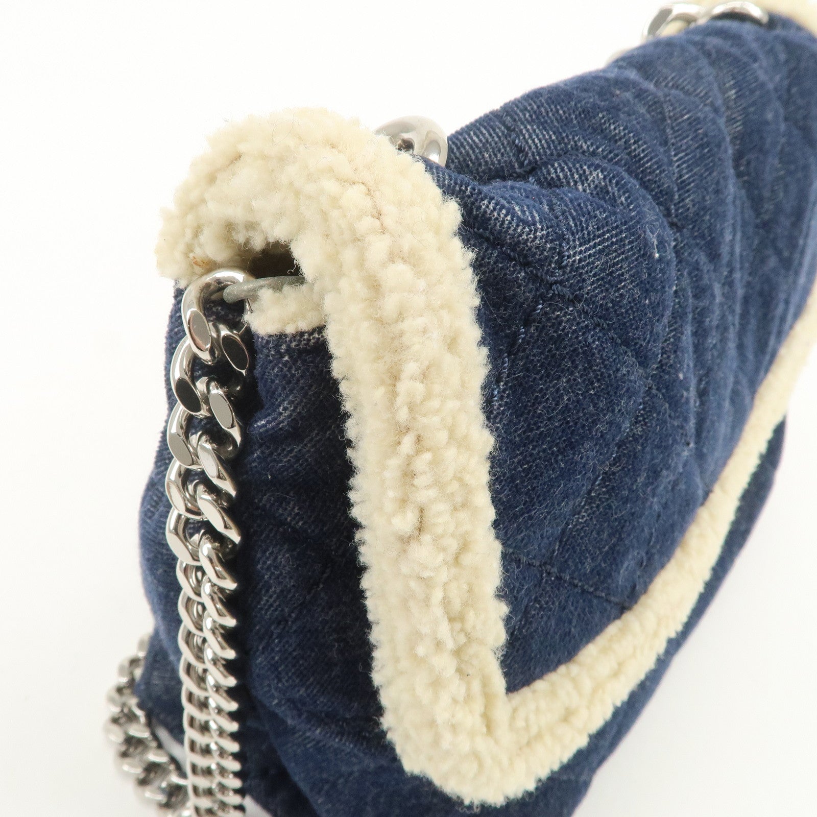 STELLA MCCARTNEY Denim Fur Falabella Shoulder Bag Crossbody Bag