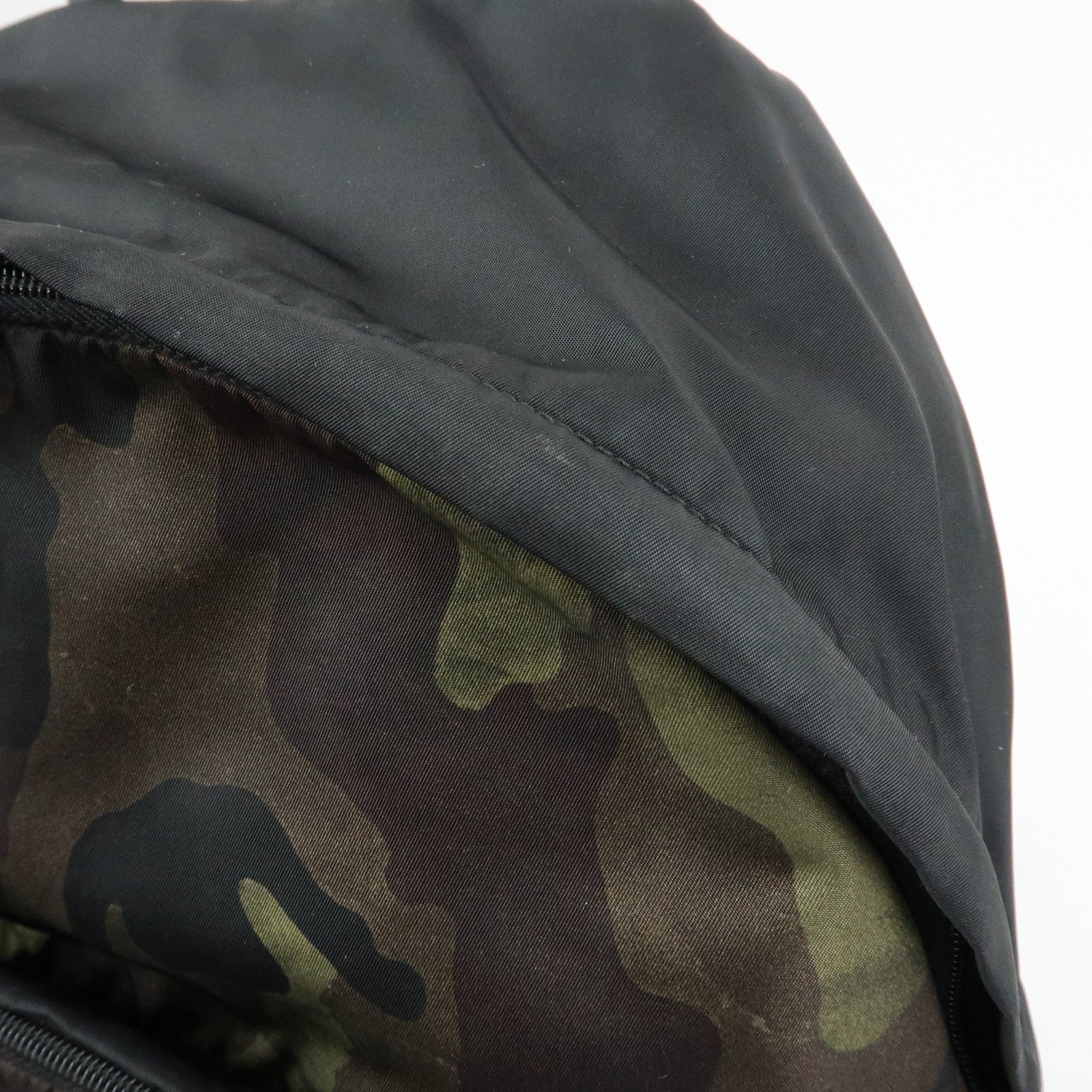 PRADA Triangle Logo Nylon Leather Backpack Camouflage VZ0066