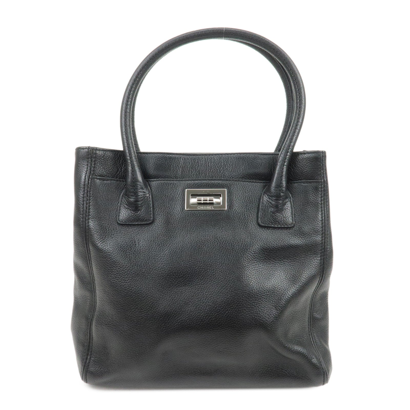 CHANEL 2.55 Caviarskin Executive Tote Bag Hand Bag Black