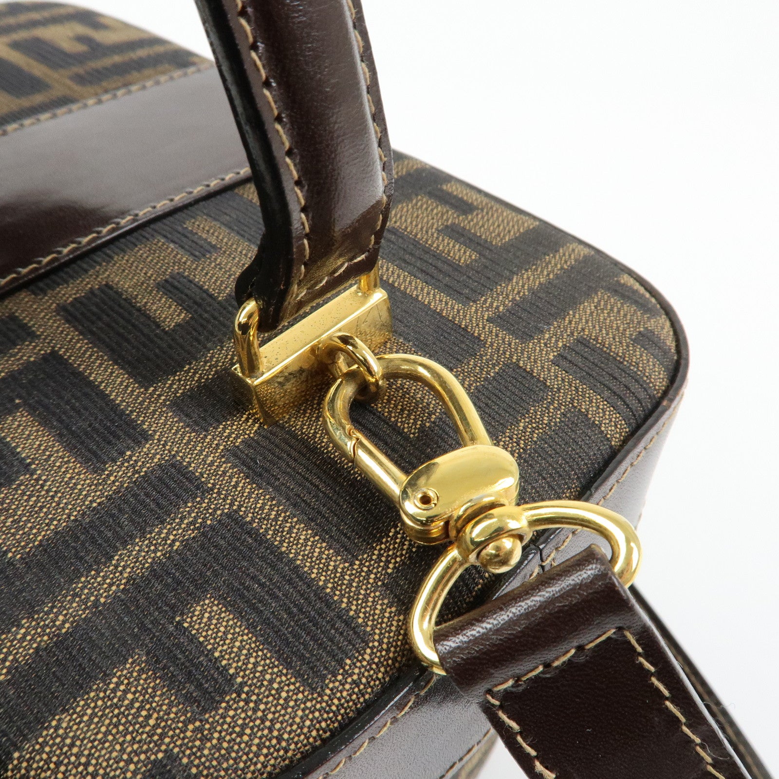 FENDI Zucca Canvas Leather 2Way Bag Hand Bag Shoulder Bag 914931
