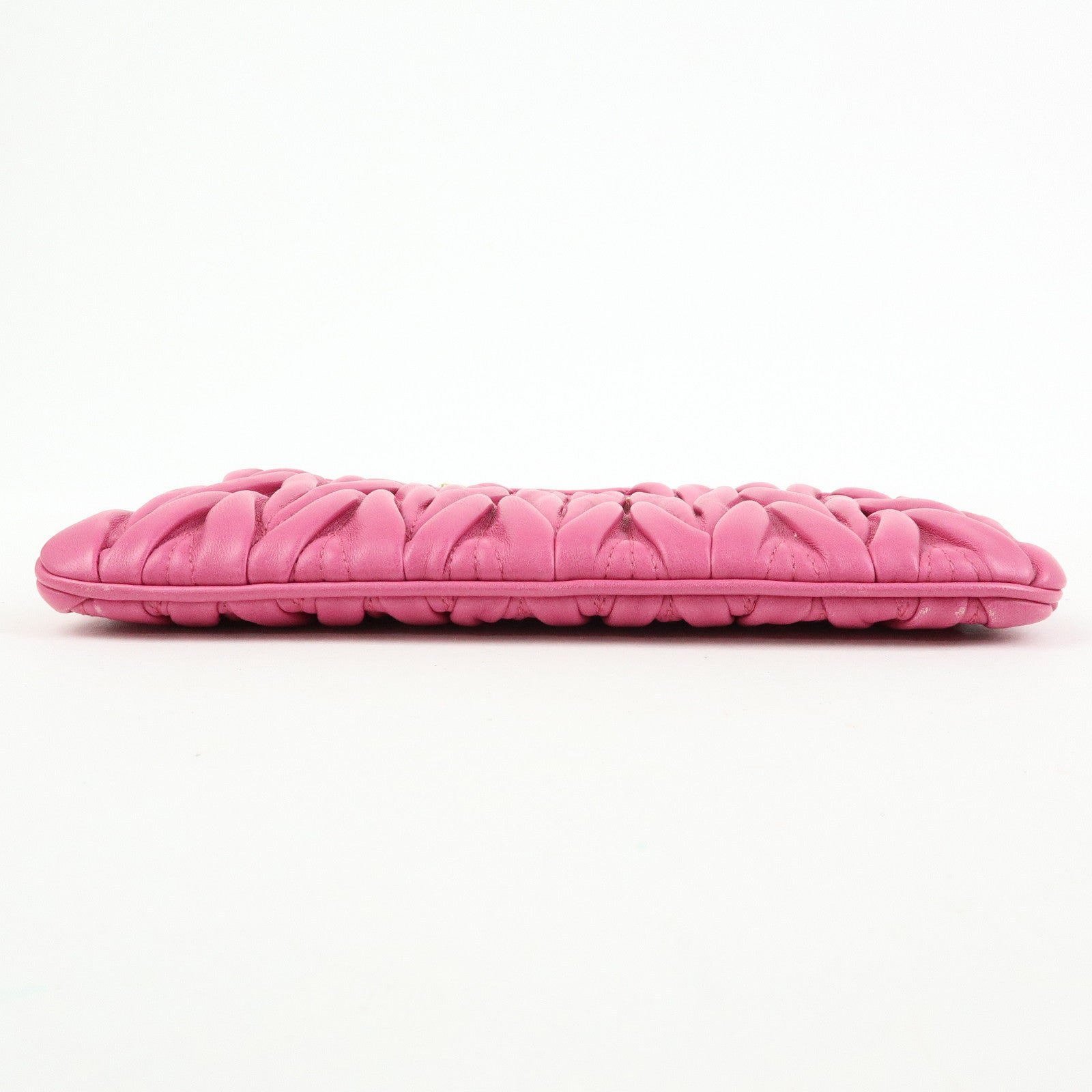 MIU MIU Matelasse Nappa Leather Clutch Bag Pouch Pink 5N1811