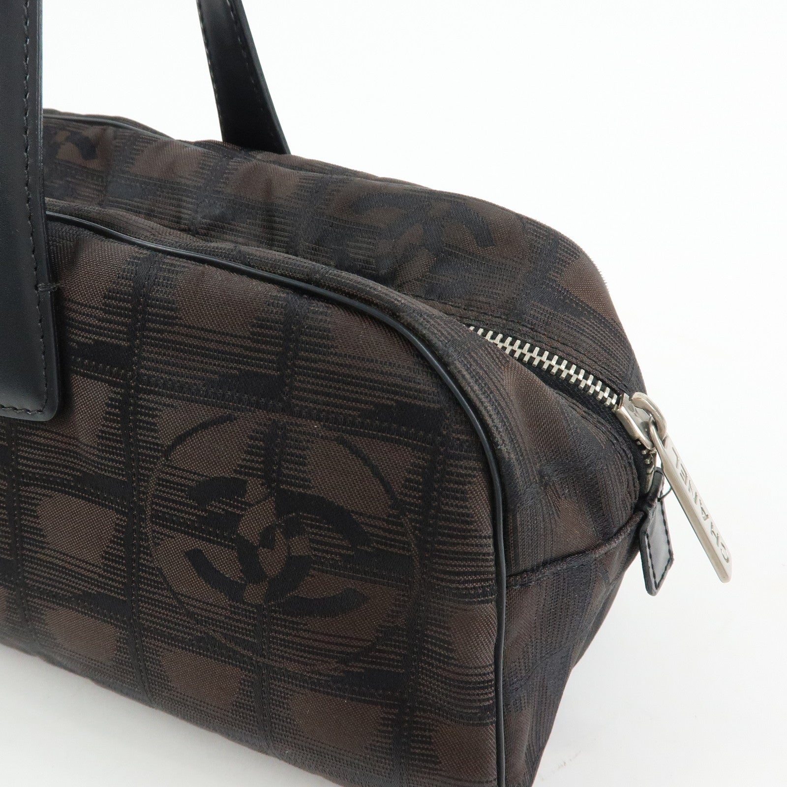 CHANEL New Travel Line Nylon Jacquard Mini Boston Bag Brown A15828