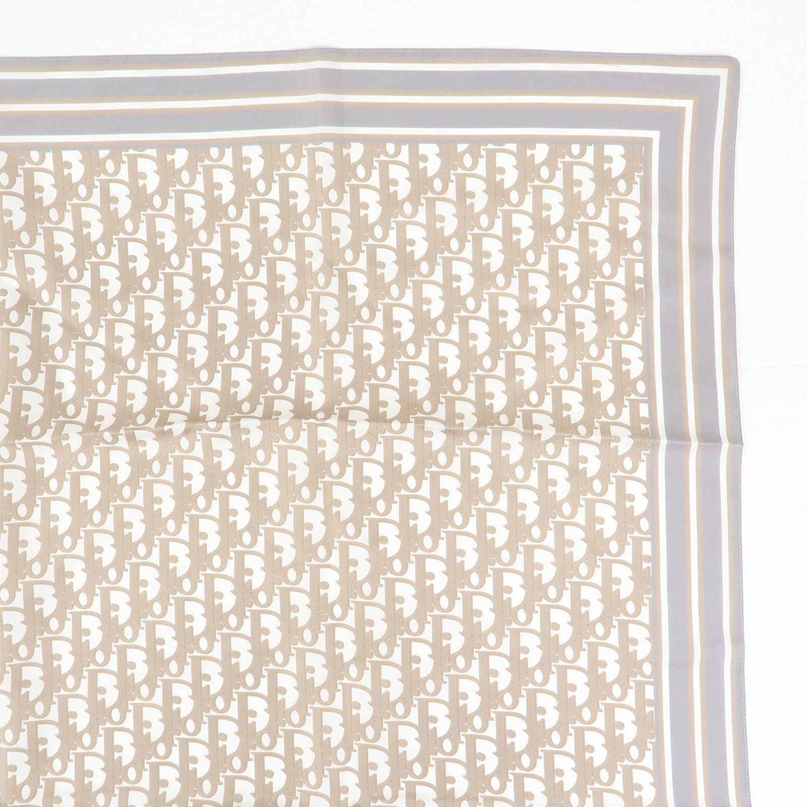 Christian Dior Trotter Silk100 % Scarf Beige Gray