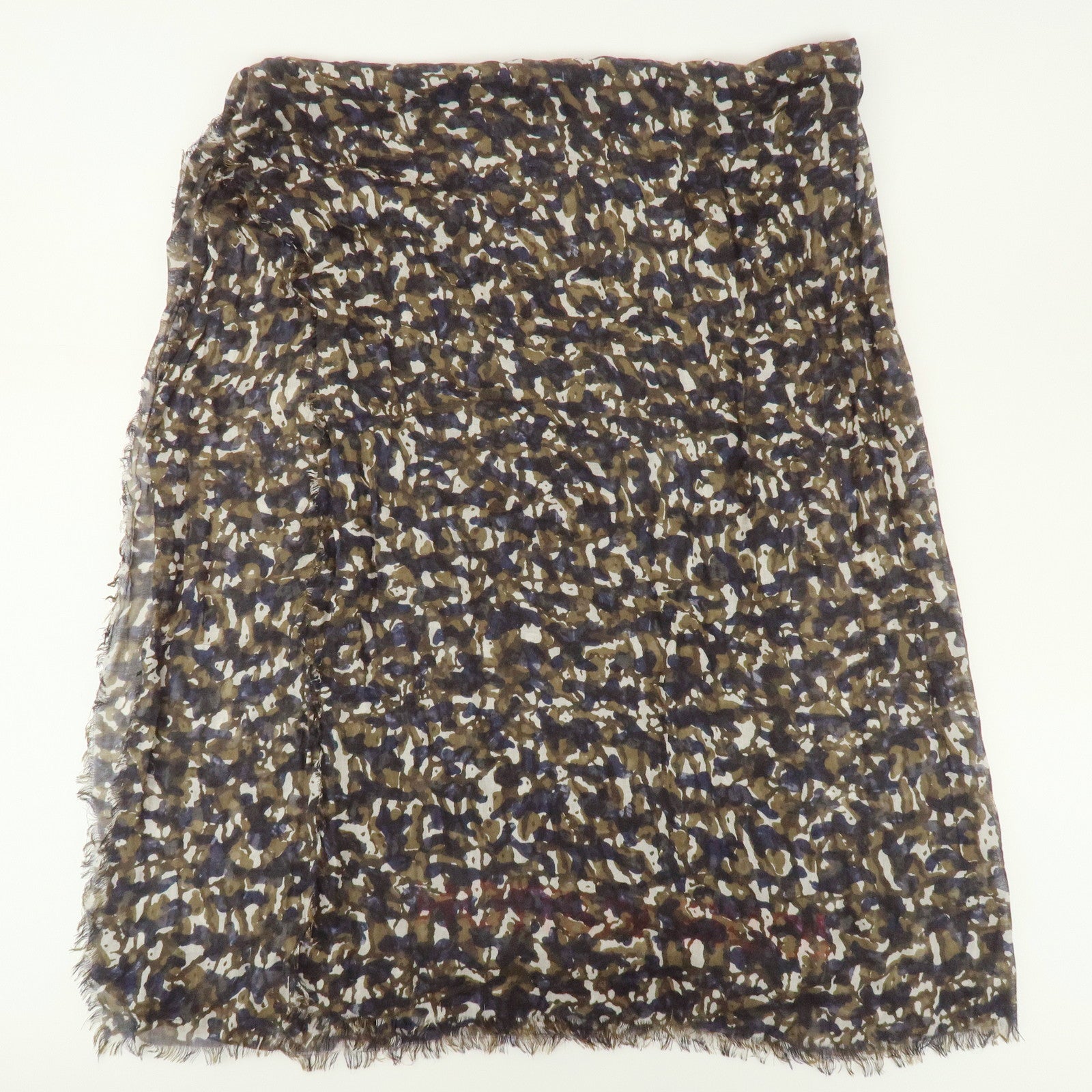 Louis Vuitton Cashmere Silk Scarf Shawl Camouflage Khaki M75136