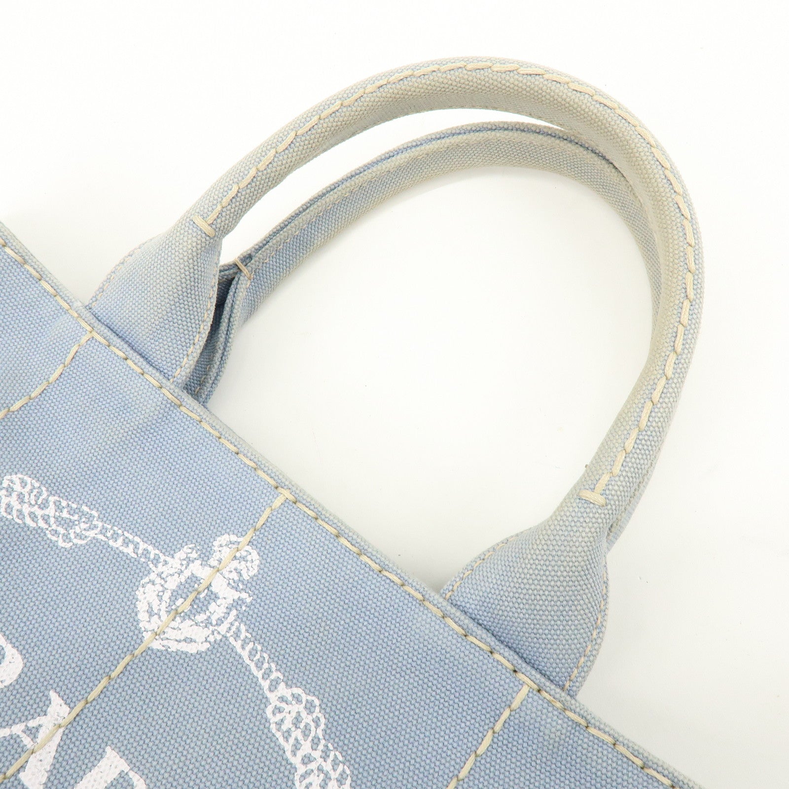 PRADA Canapa Mini Canvas 2Way Bag Hand Bag Light Blue 1BG439