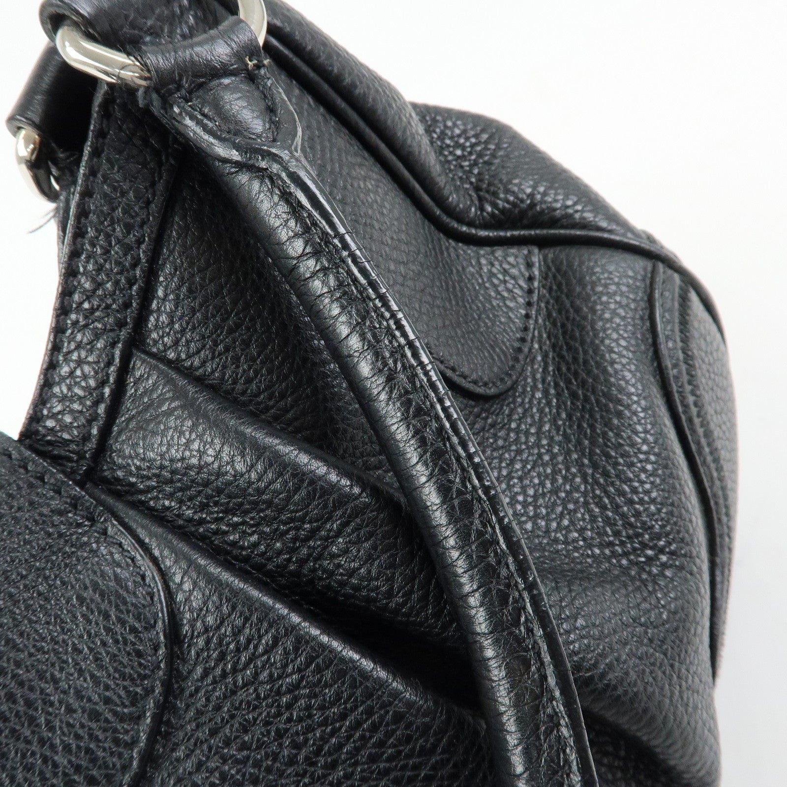 PRADA Sound Lock Leather Shoulder Bag Hand Bag Black B3595