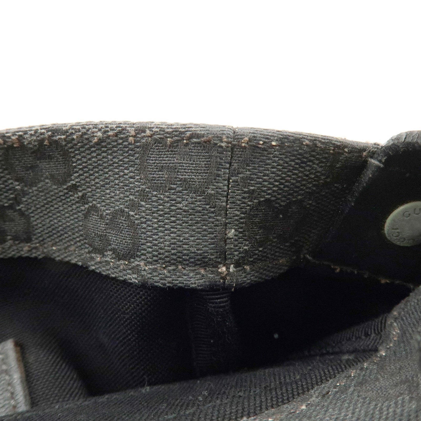 GUCCI Crest GG Canvas Leather Shoulder Bag Grey Black 223680