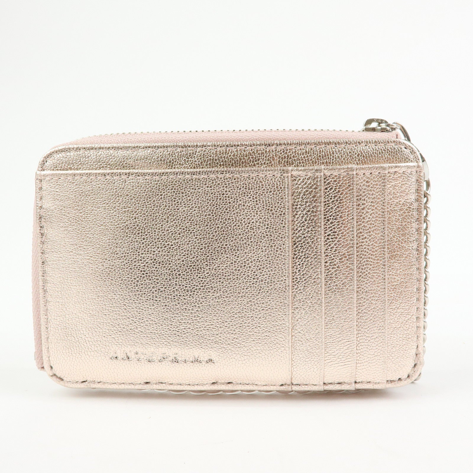 ANTEPRIMA Miss Clio PearlⅡPVC Wire Compact Wallet Metallic Pink