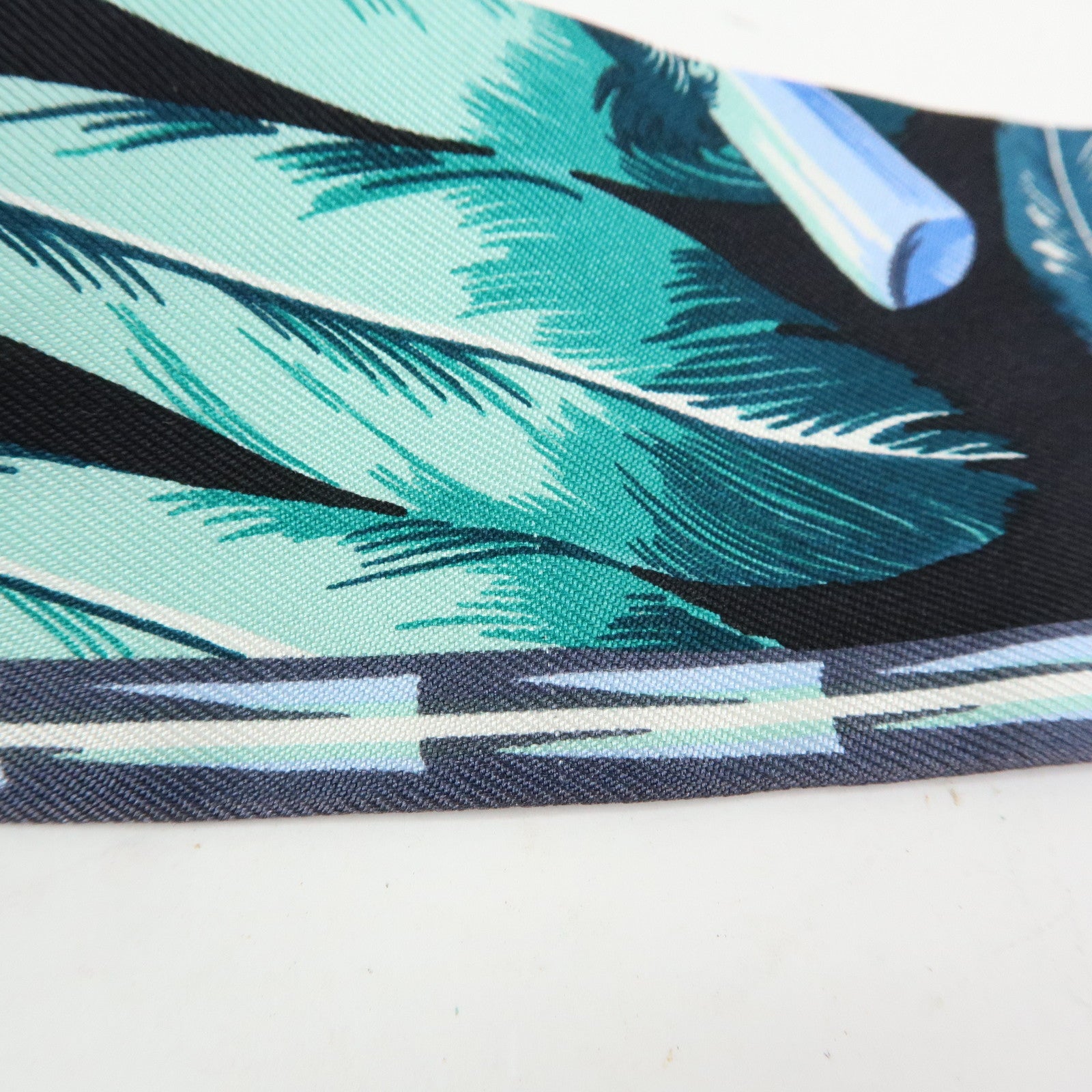 HERMES Silk 100% Twilly Scarf Brazil Black Blue