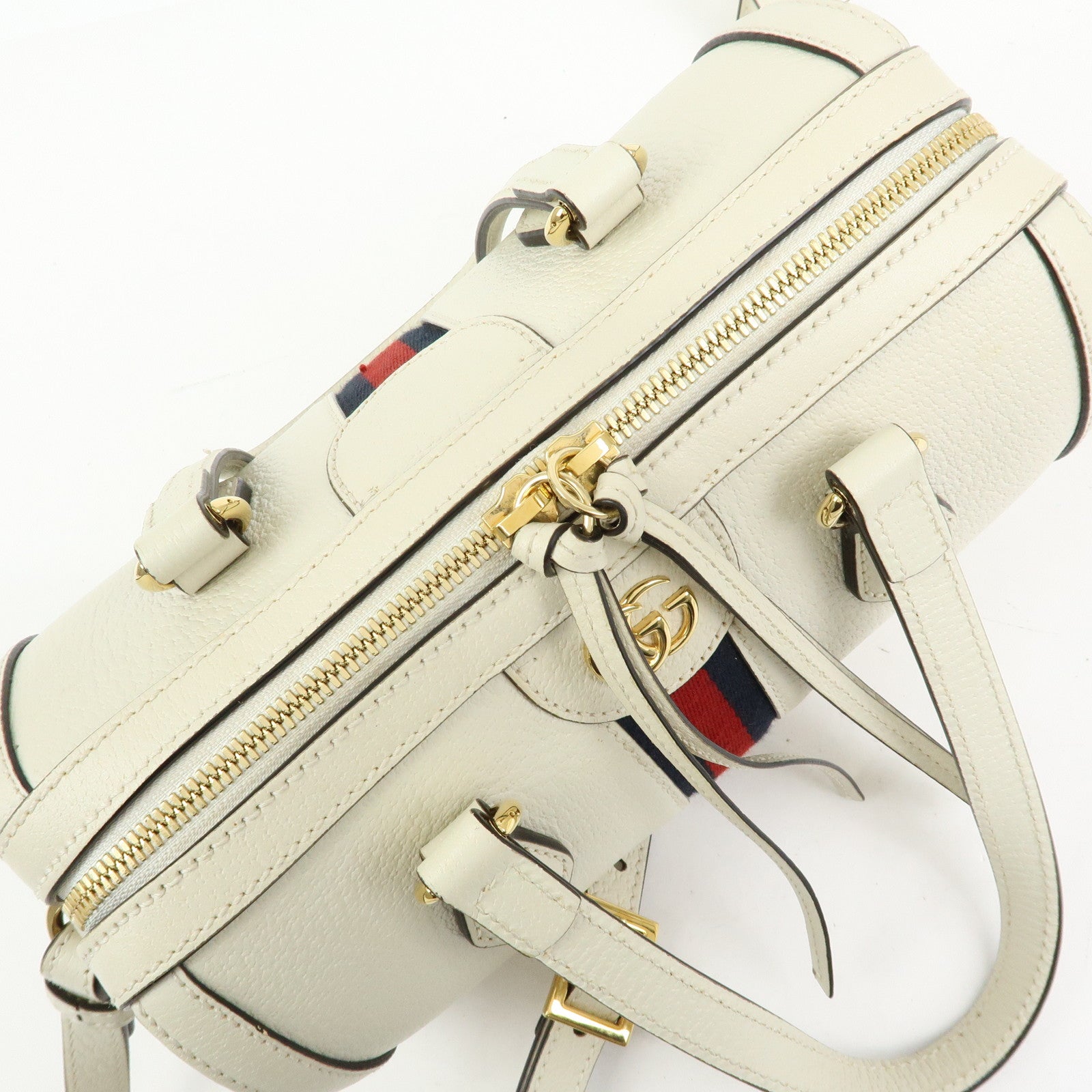 GUCCI Ophidia Sherry Leather 2Way Hand Shoulder Bag White 602577