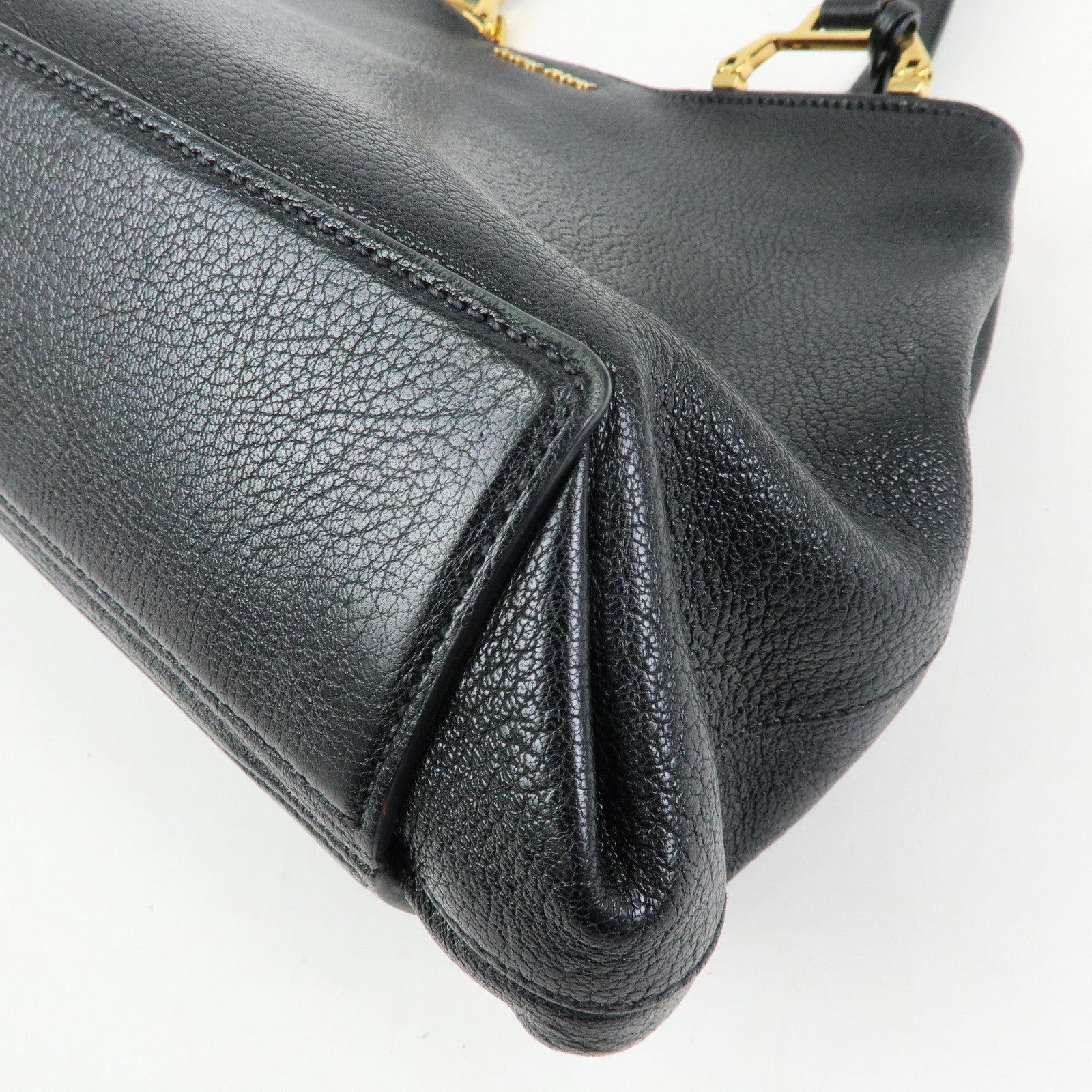 MIU MIU Madras Leather Tote Bag Hand Bag Shoulder Bag Black 5BG025