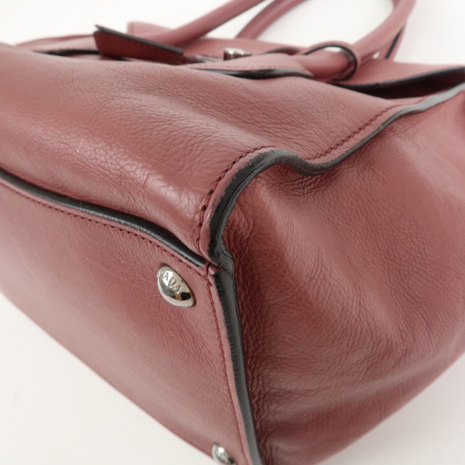 PRADA Logo Leather 2Way Bag Hand Bag Shoulder Bag Pink BN2665