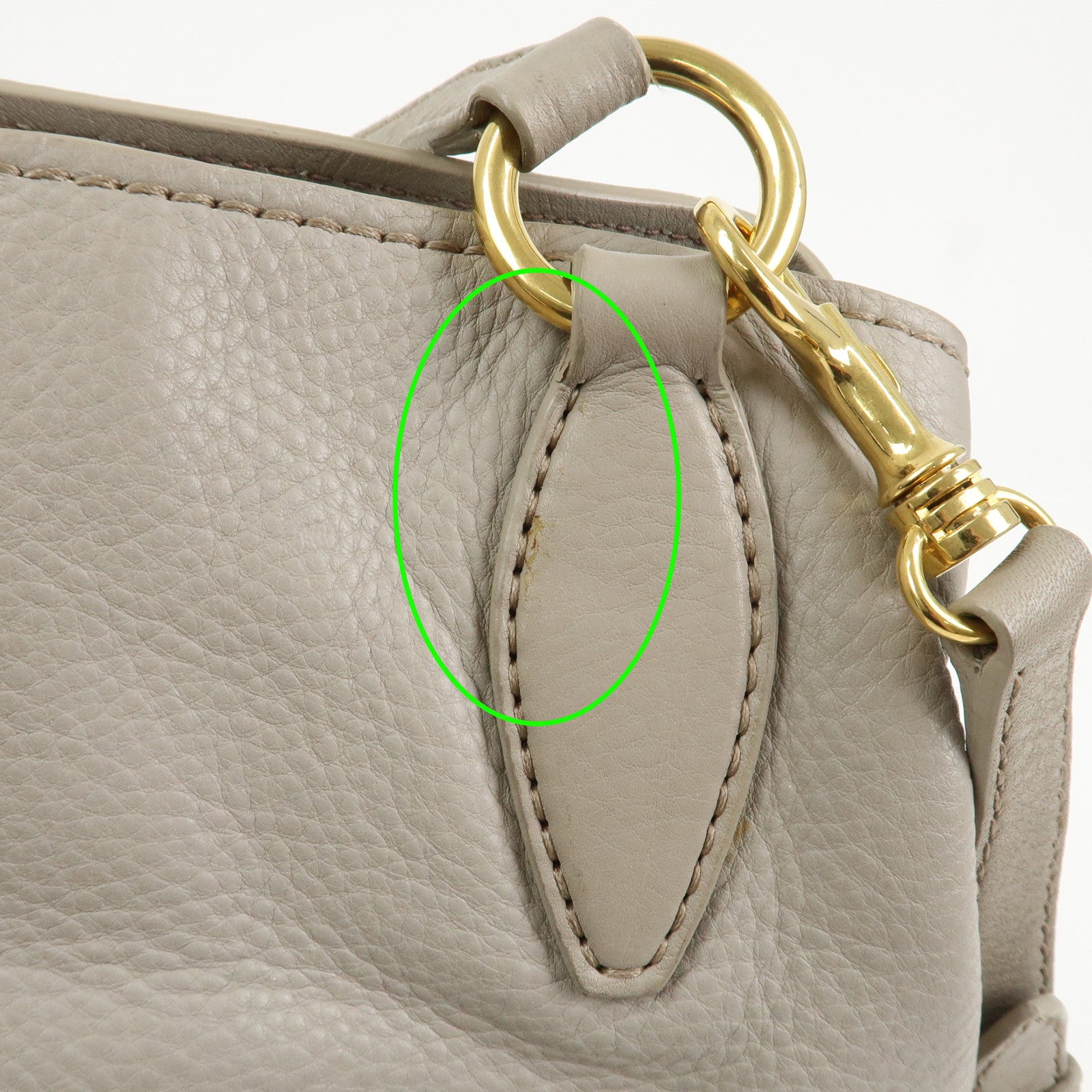 MIU MIU Logo Leather 2Way Bag Hand Bag Shoulder Bag Gray