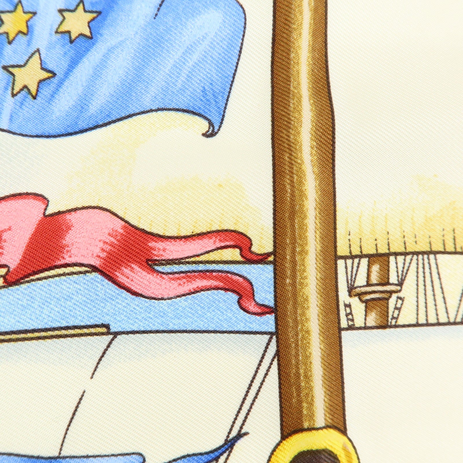 HERMES Carre 90 Silk 100% Scarf VIVE LE VENT Navy Blue Yellow White