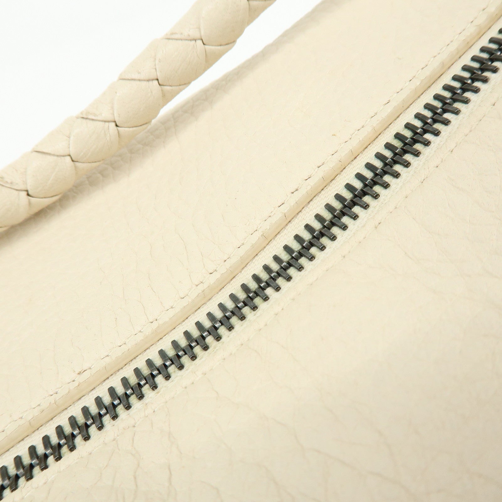 BOTTEGA VENETA Leather Shoulder Bag Hand Bag Ivory