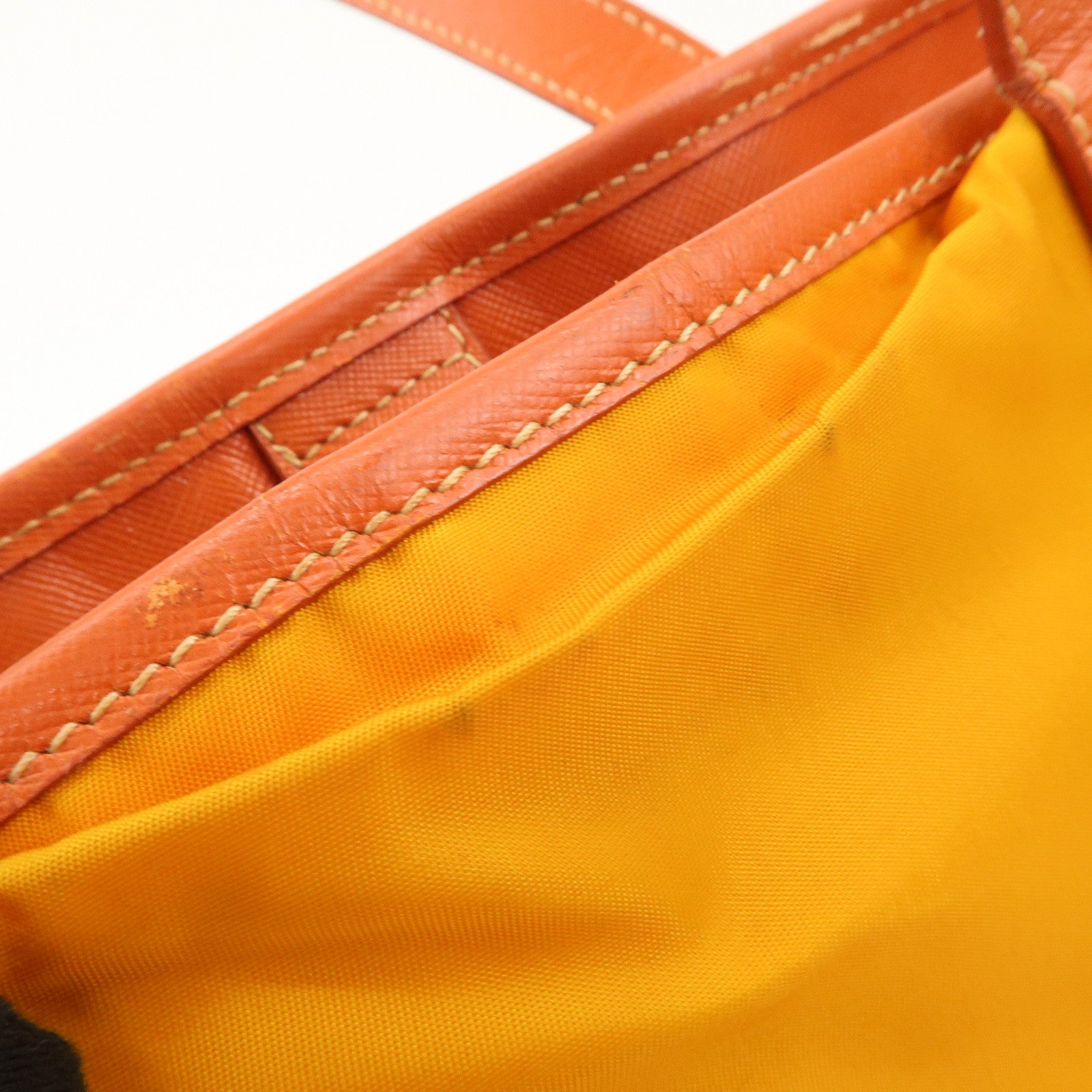 PRADA Logo 2Way Bag Tote Bag Shoulder Crossbody Bag Orange BN1473