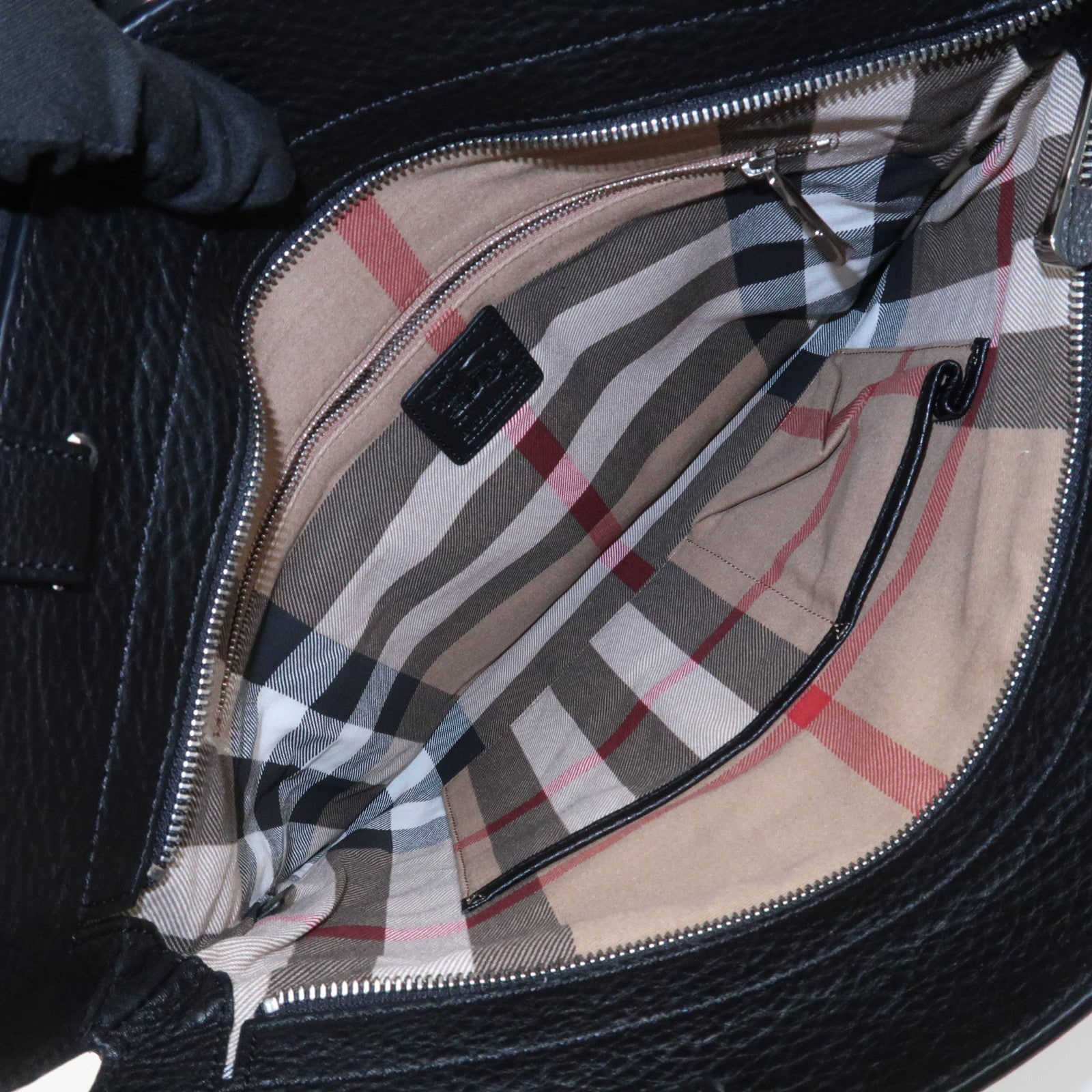 BURBERRY Logo Leather Canvas Tote Bag Black Grey