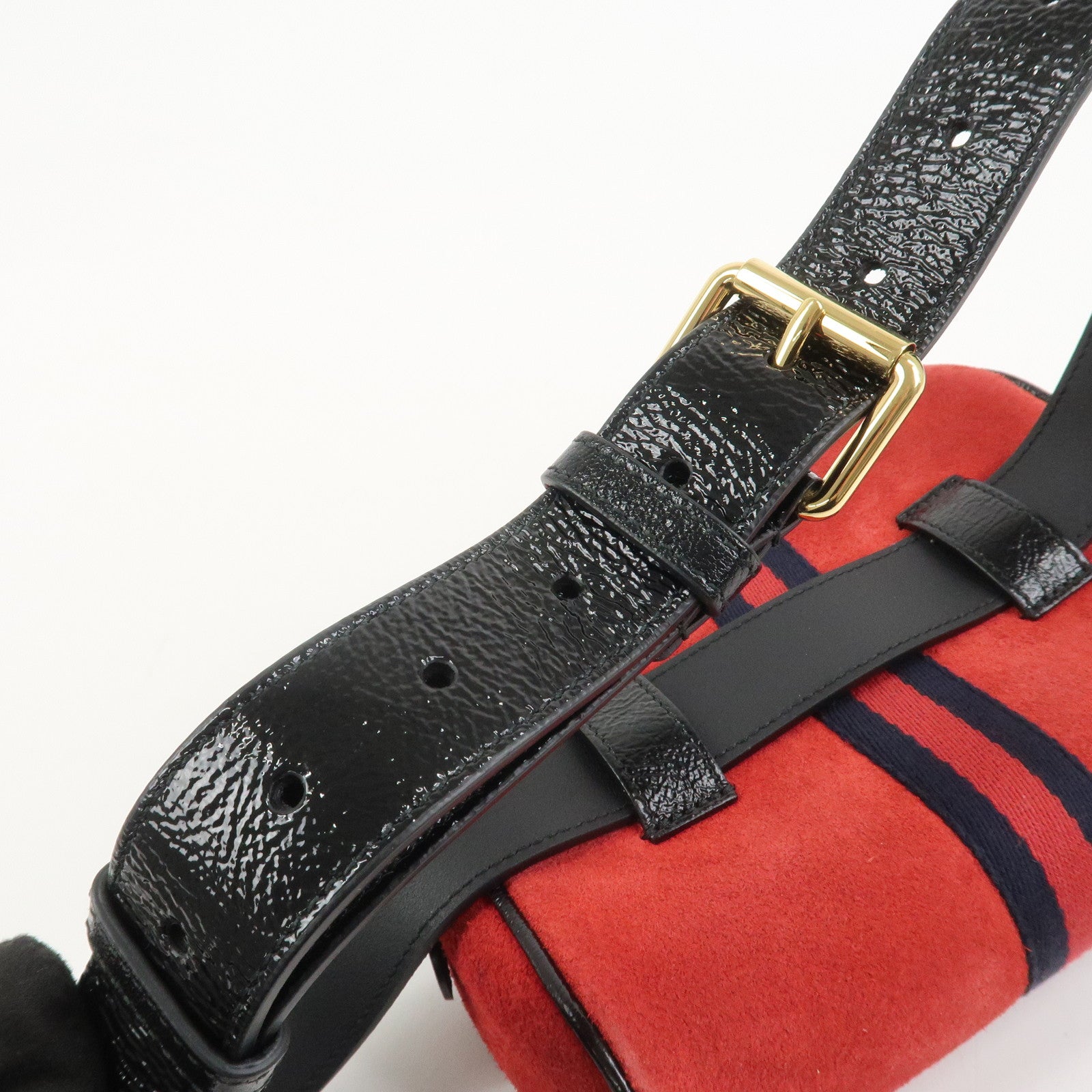 GUCCI Sherry GG Marmont Suede Waist Pouch Body Bag Red Black 517076