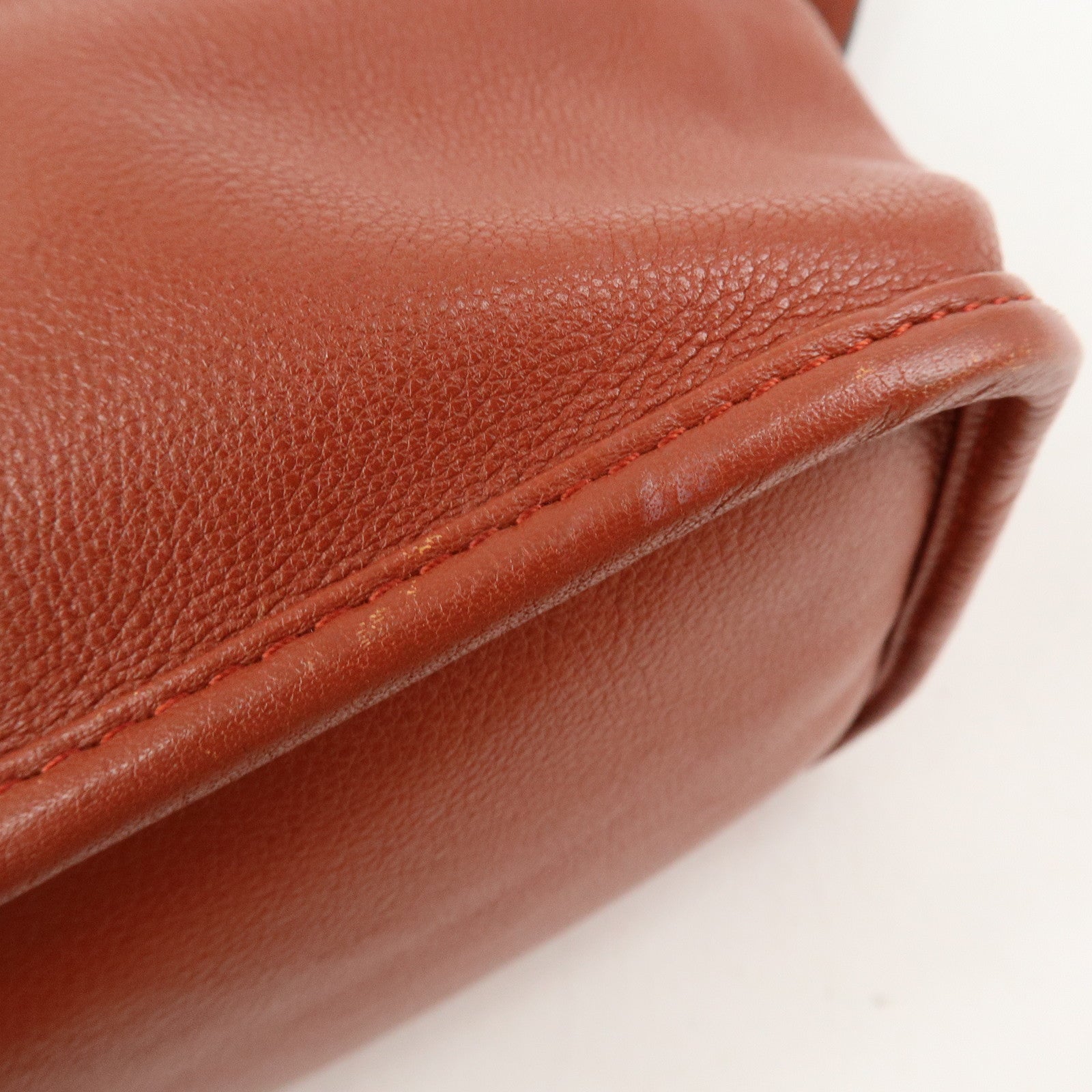 LOEWE Anagram Calf Leather Shoulder Bag Red Brown