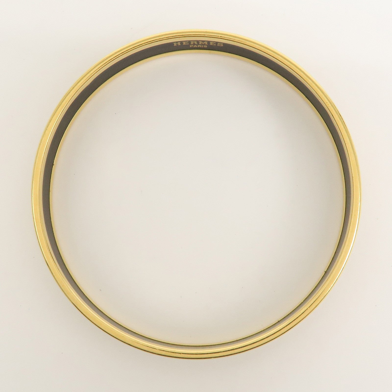 HERMES Email PM Gold Plated Bracelet Bangle Orange