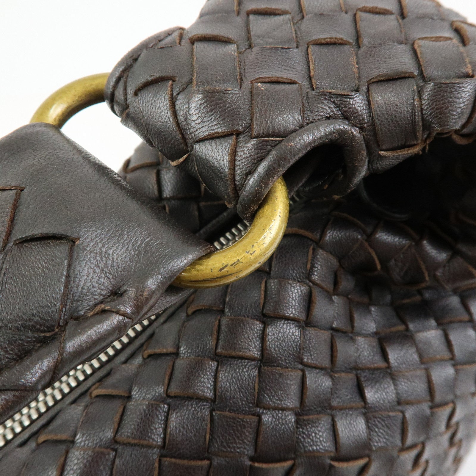 BOTTEGA VENETA Intrecciato Leather Shoulder Bag Dark Brown 181347