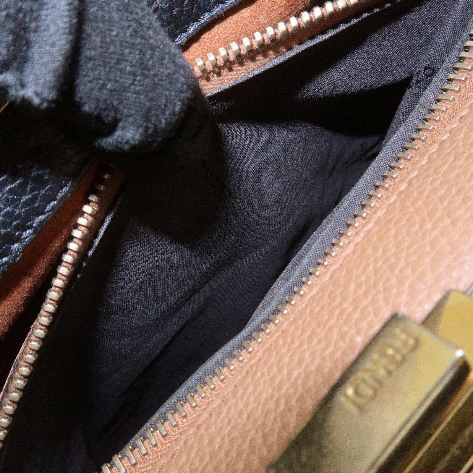 FENDI Selleria Peekaboo Leather 2Way Bag Hand Bag Shoulder Bag