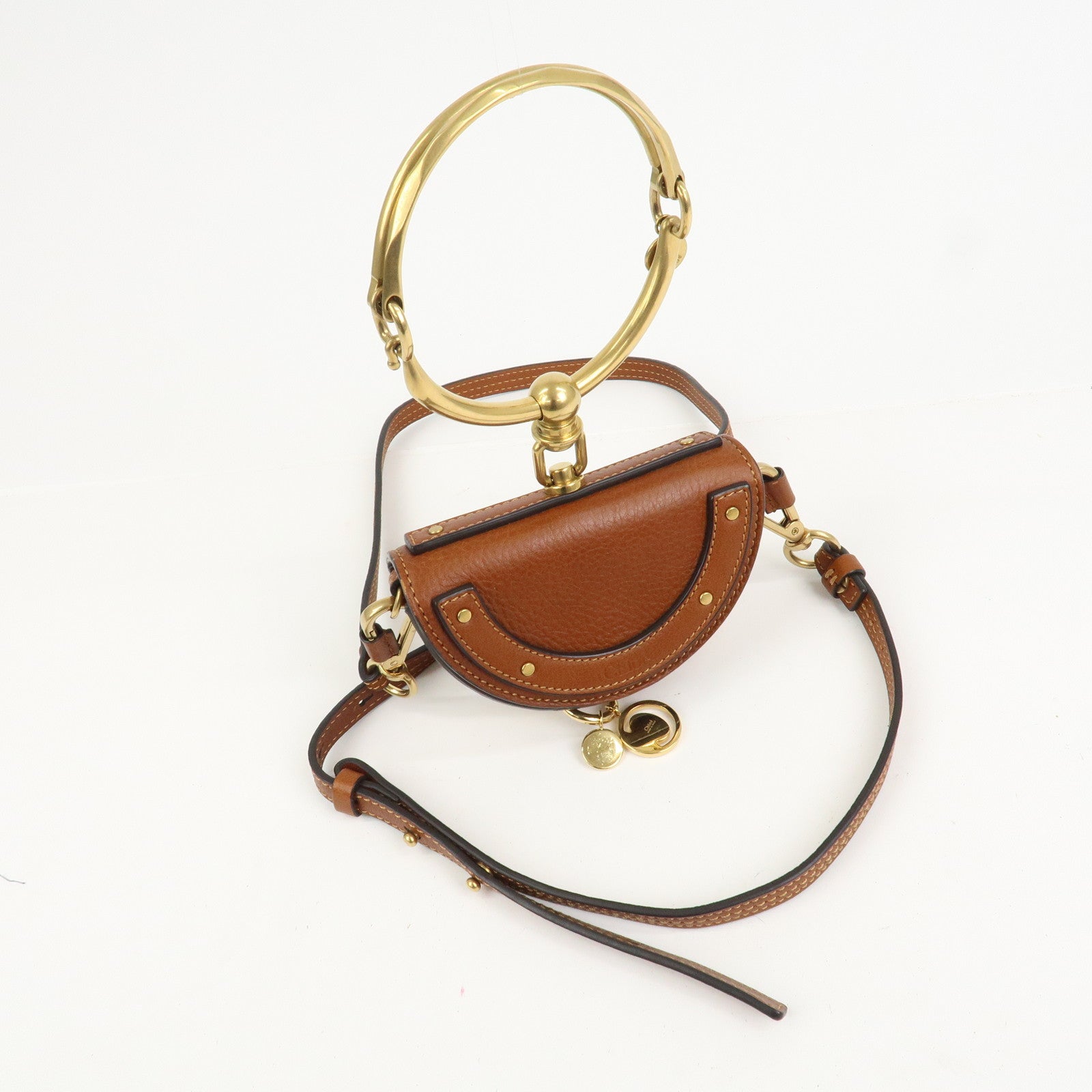 Chloe Alphabet Nile Minaudier Calf Leather 2Way Bag Shoulder Bag