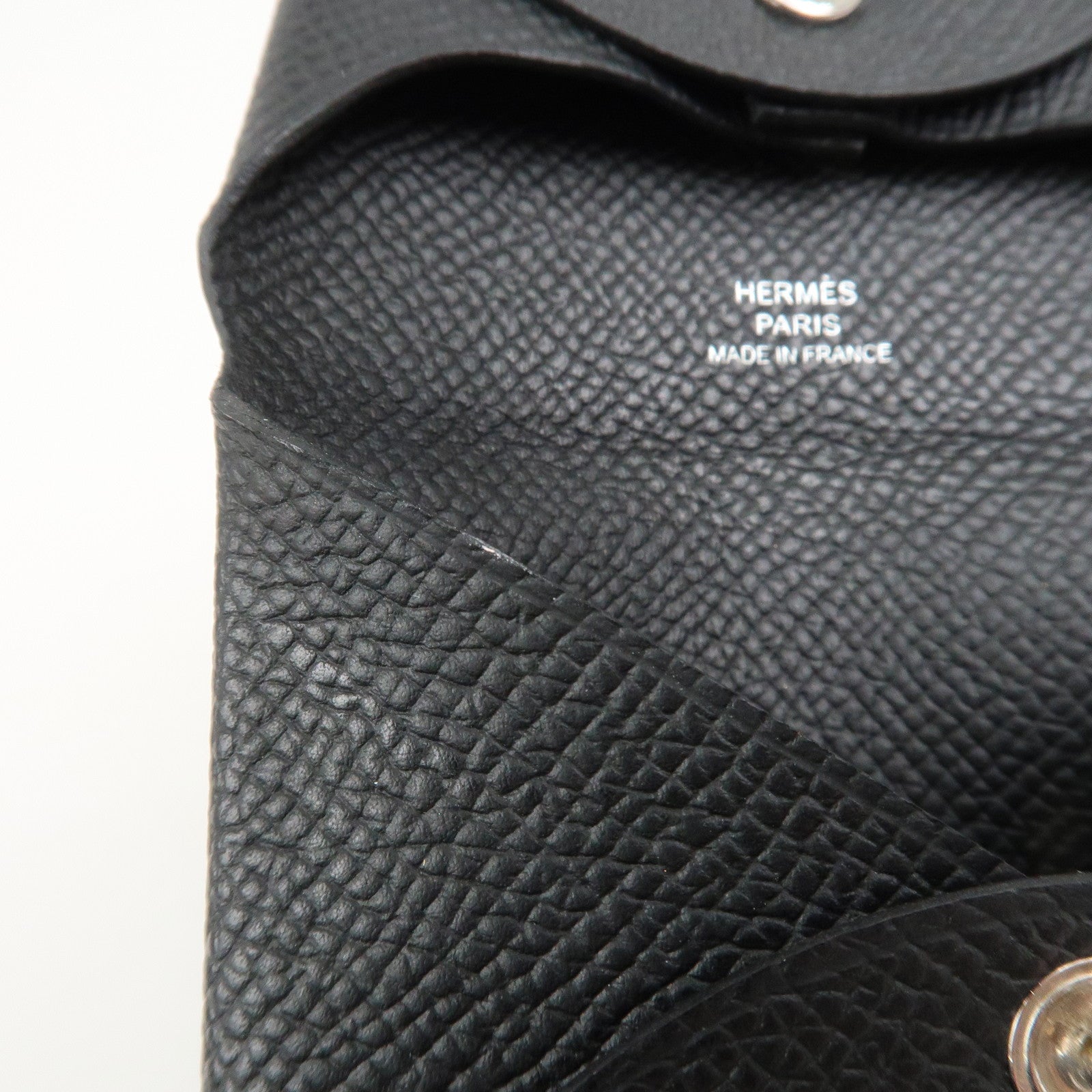 HERMES BASTIA Leather Coin Case Coin Purse Black