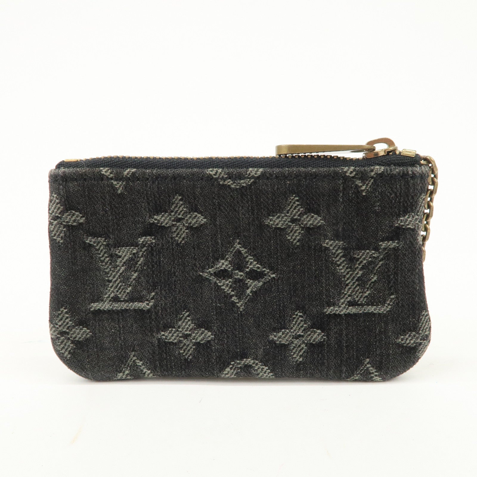 Louis Vuitton Monogram Denim Pochette Cles Coin Case Black M95616