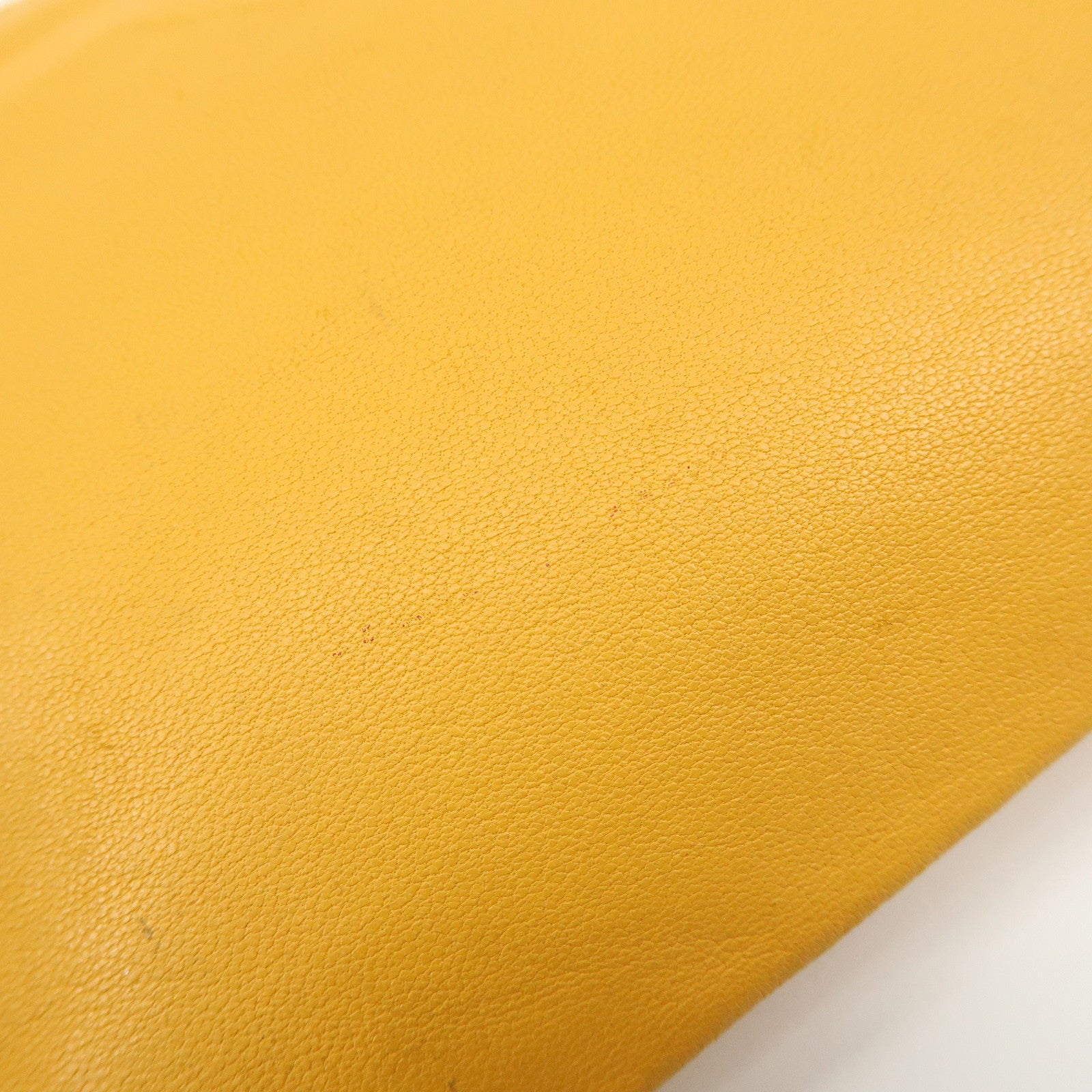 HERMES Leather Cosmetic Pouch Jewelry Pouch ☐P Stamped Yellow