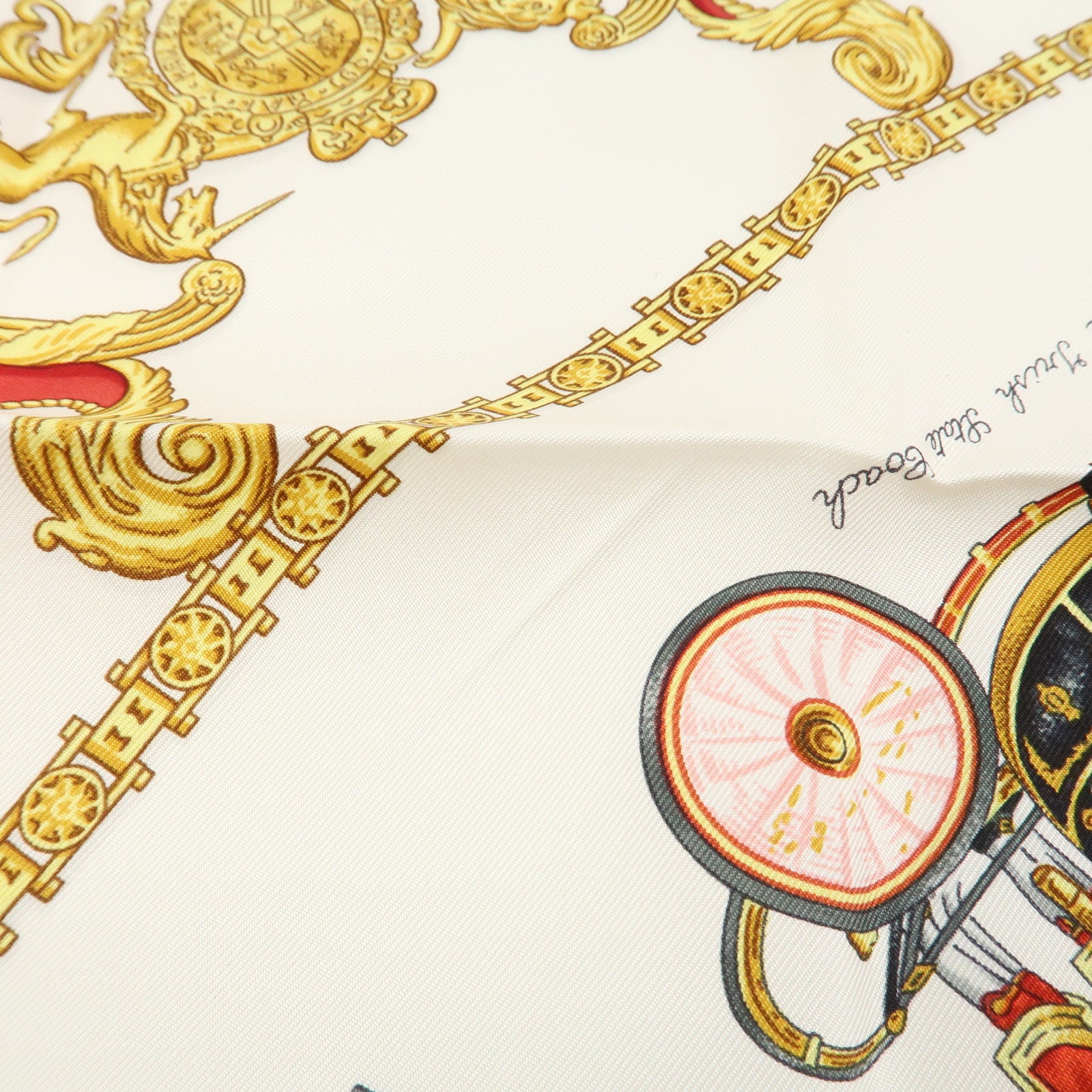 HERMES Carre 90 Silk 100% THE ROYAL MEWS Scarf Red White