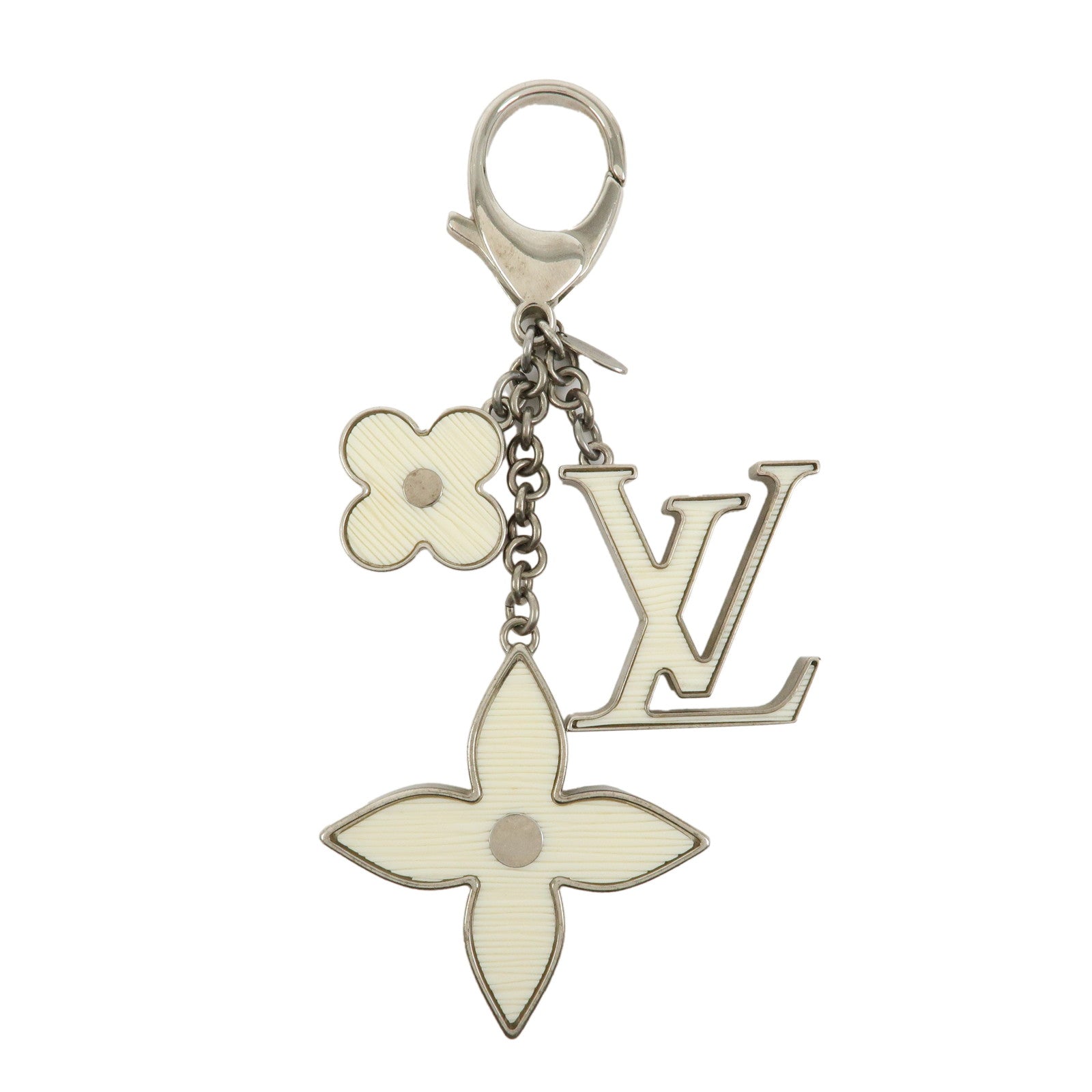 Louis Vuitton Bijoux Sac Fleur de Epi Bag Charm Silver White M65085