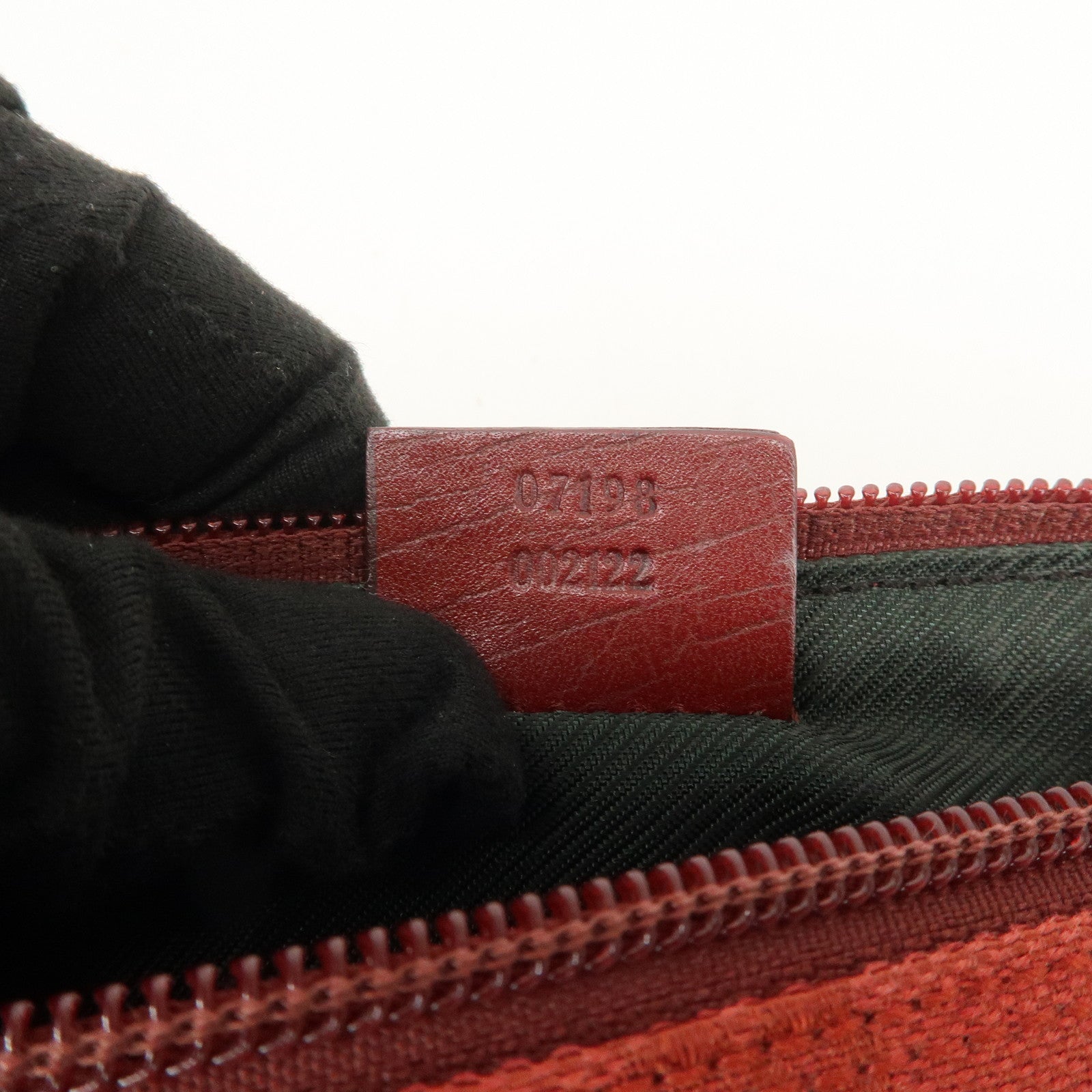 GUCCI Boat Bag GG Canvas Leather Accessory Poach Hand Bag Red 07198